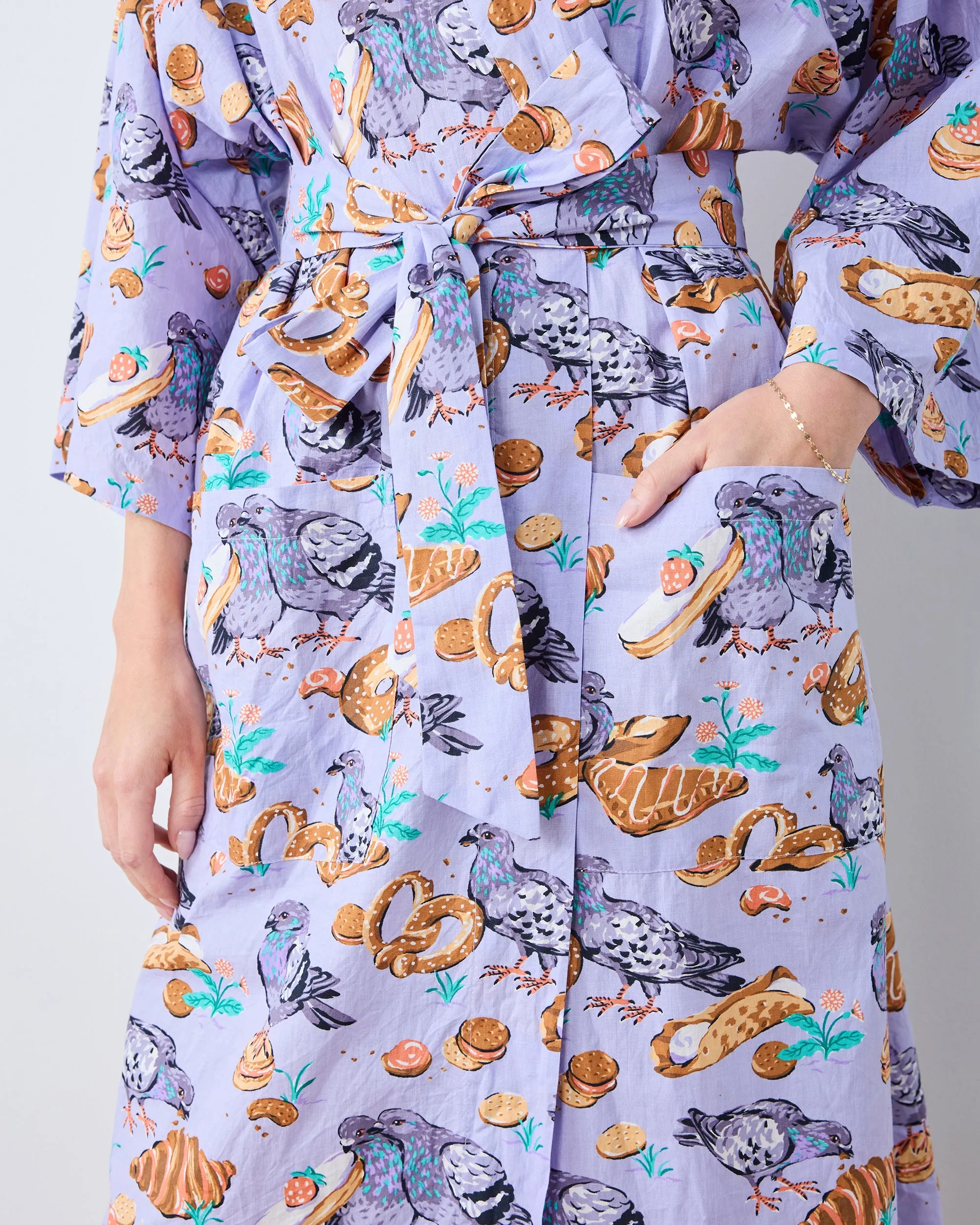 Peckish Pastries - Long Robe - Lavender Lovebird sold by Printfresh product image thumbnail 3