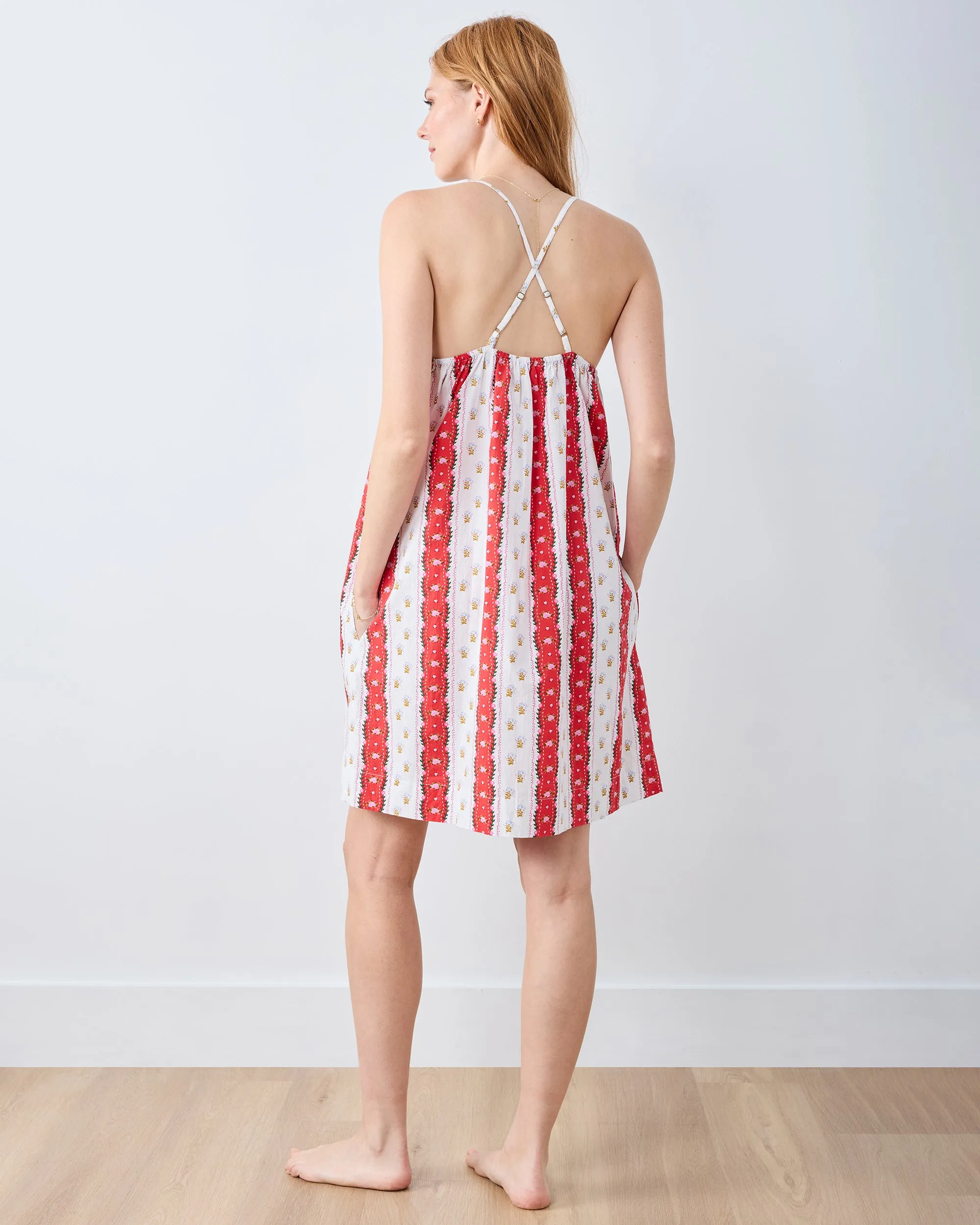 Sweetheart Stripes - Cami Nightgown - Cherry Cola sold by Printfresh product image thumbnail 5