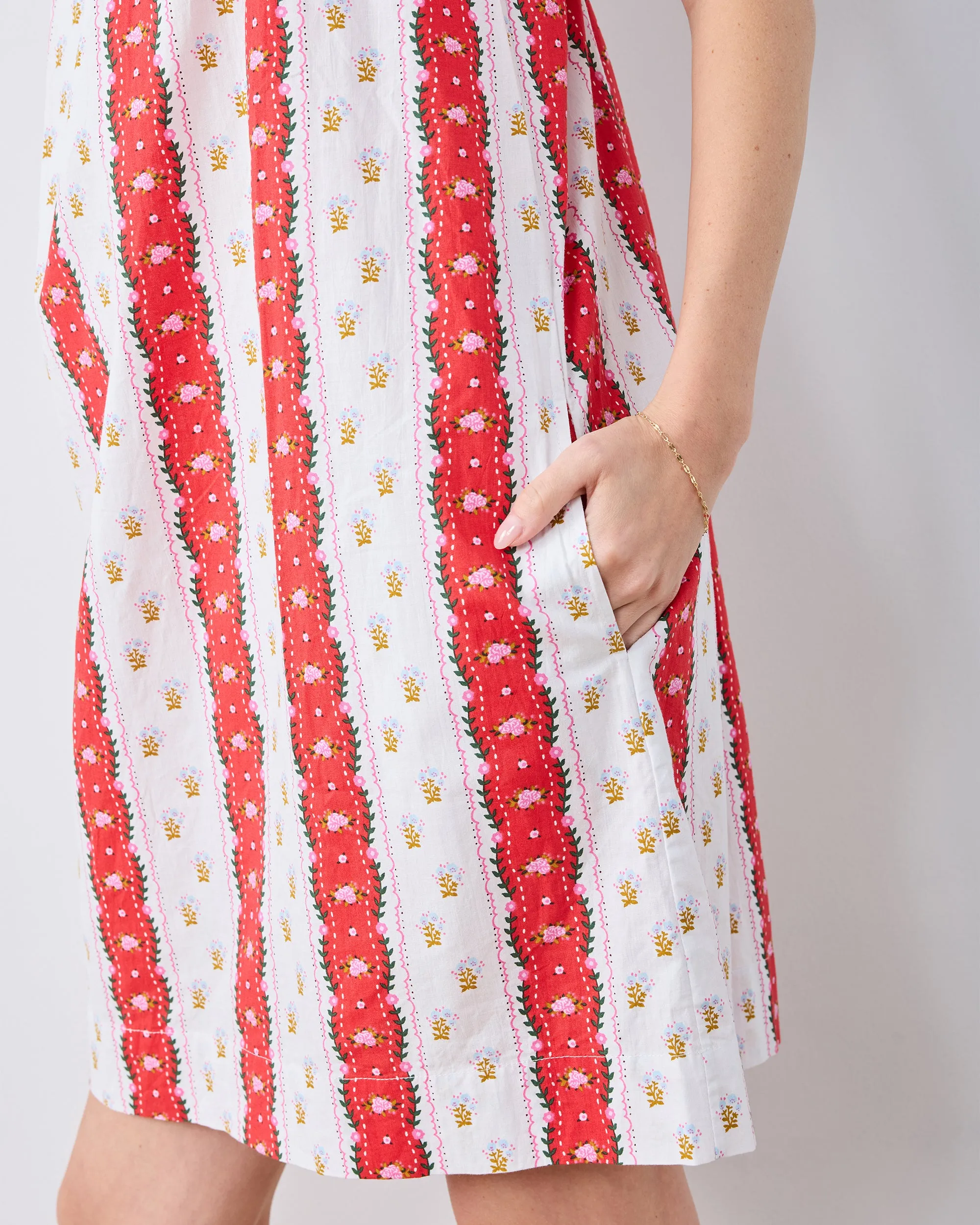 Sweetheart Stripes - Cami Nightgown - Cherry Cola sold by Printfresh product image thumbnail 4