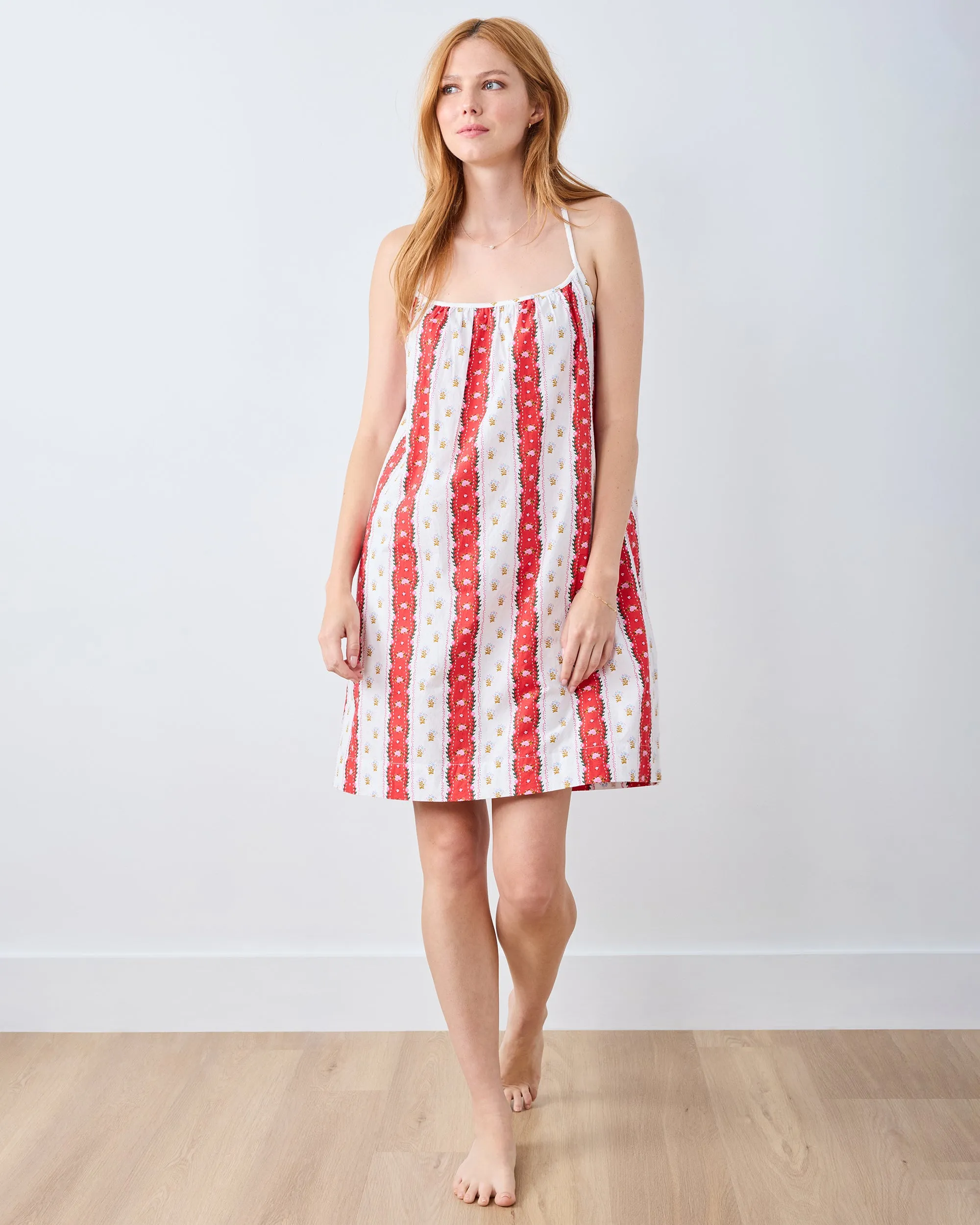 Sweetheart Stripes - Cami Nightgown - Cherry Cola sold by Printfresh product image thumbnail 2