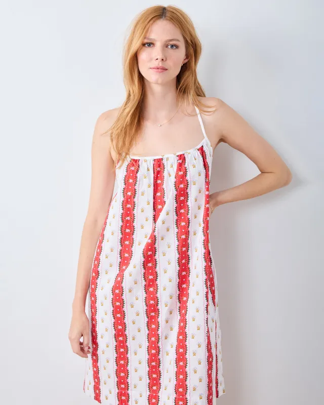 Sweetheart Stripes - Cami Nightgown - Cherry Cola sold by Printfresh