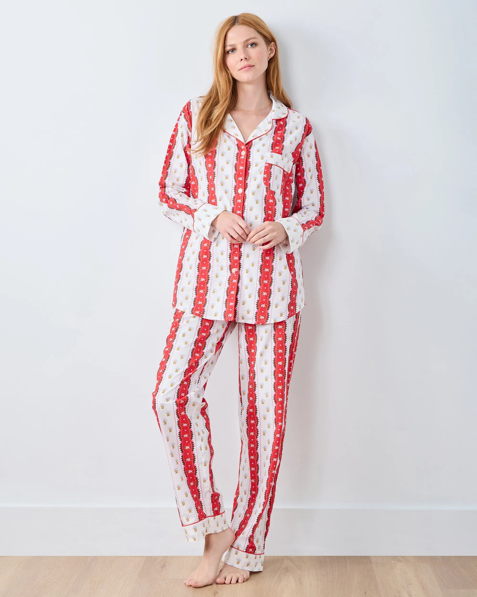 Sweetheart Stripes - Long PJ Set - Cherry Cola sold by Printfresh product image thumbnail 3