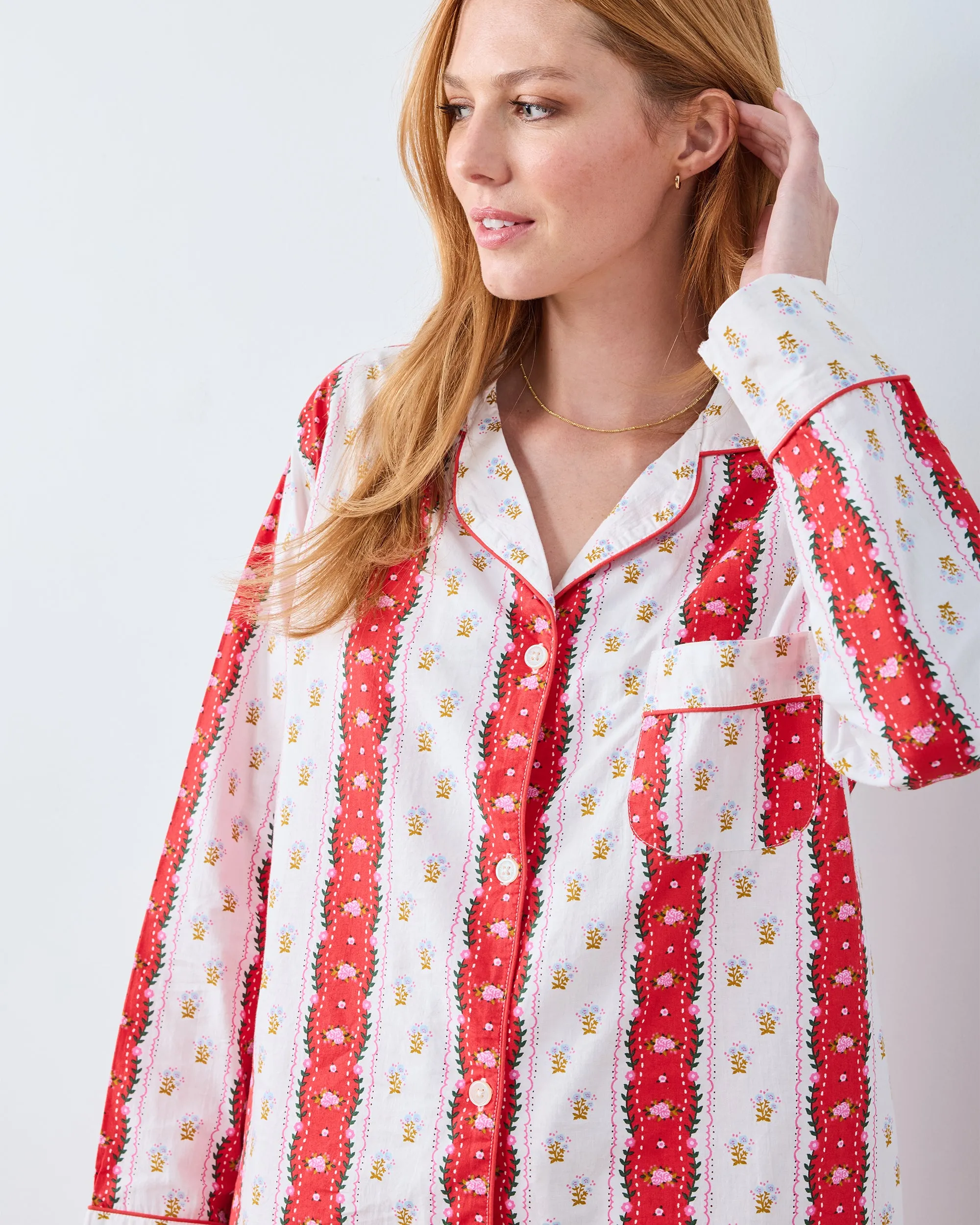 Sweetheart Stripes - Long PJ Set - Cherry Cola sold by Printfresh product image thumbnail 2