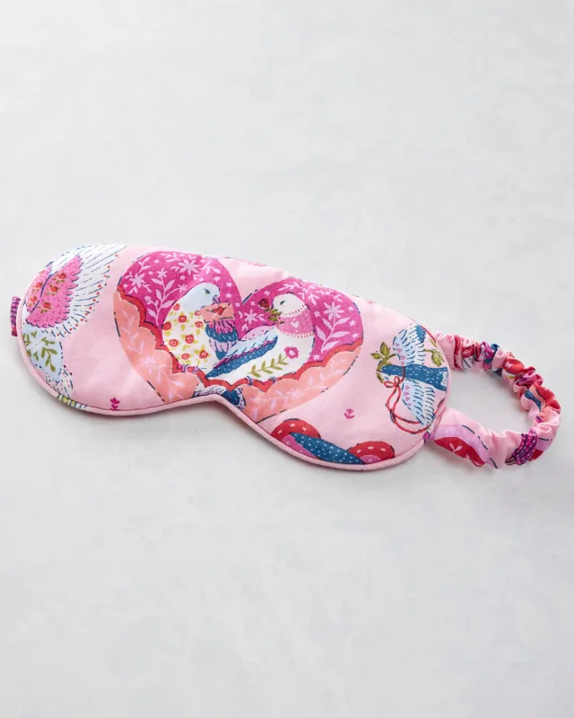 Swooning Sparrows - Eco Satin Eye Mask - Pink Petal sold by Printfresh