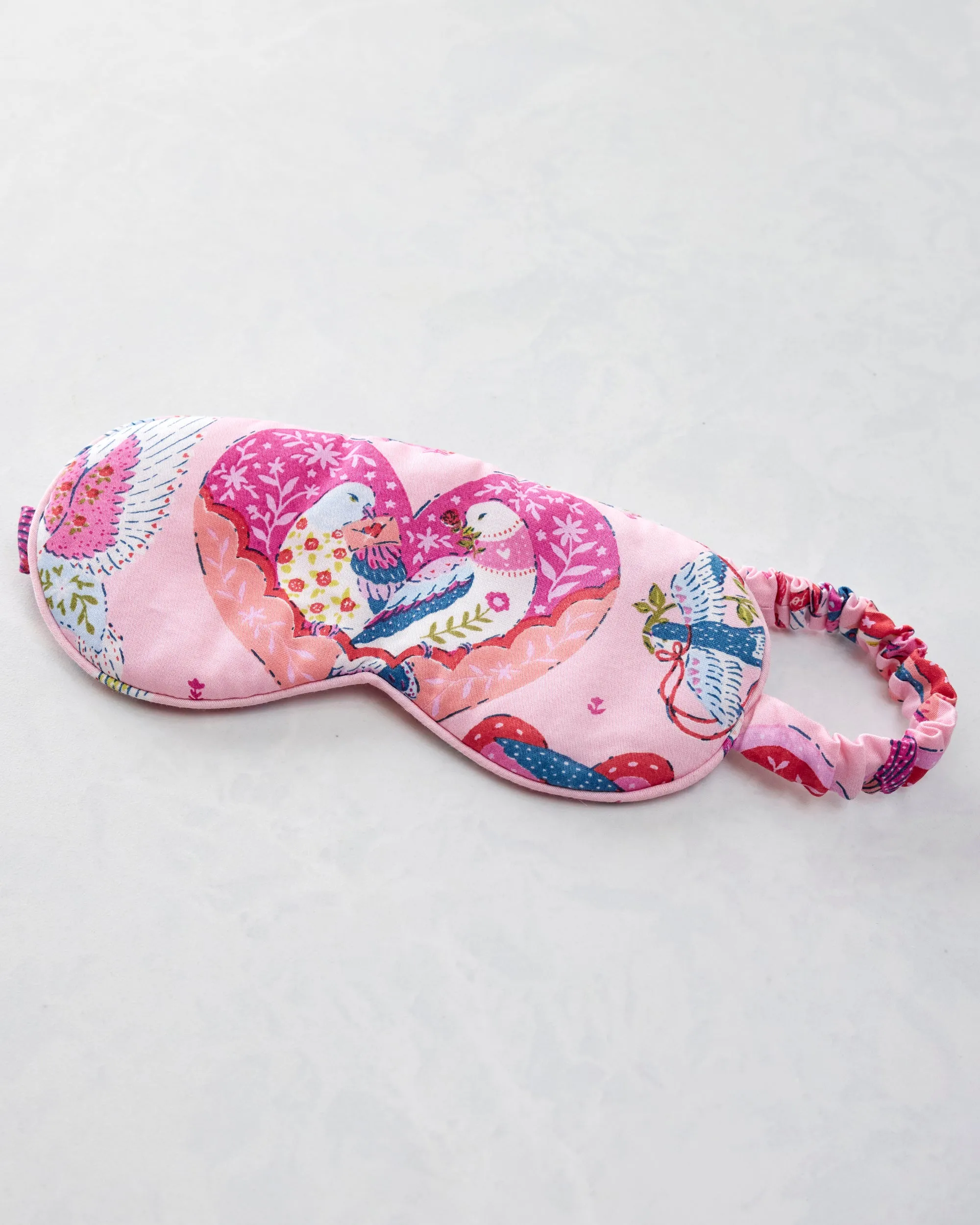 Swooning Sparrows - Eco Satin Eye Mask - Pink Petal sold by Printfresh