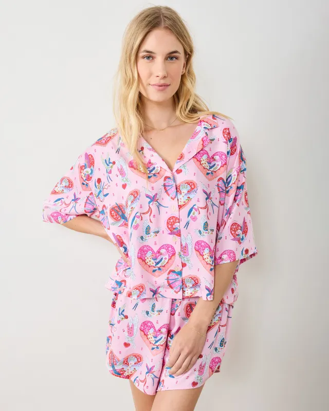 Swooning Sparrows - Eco Satin Sweet Dreams Set - Pink Petal sold by Printfresh