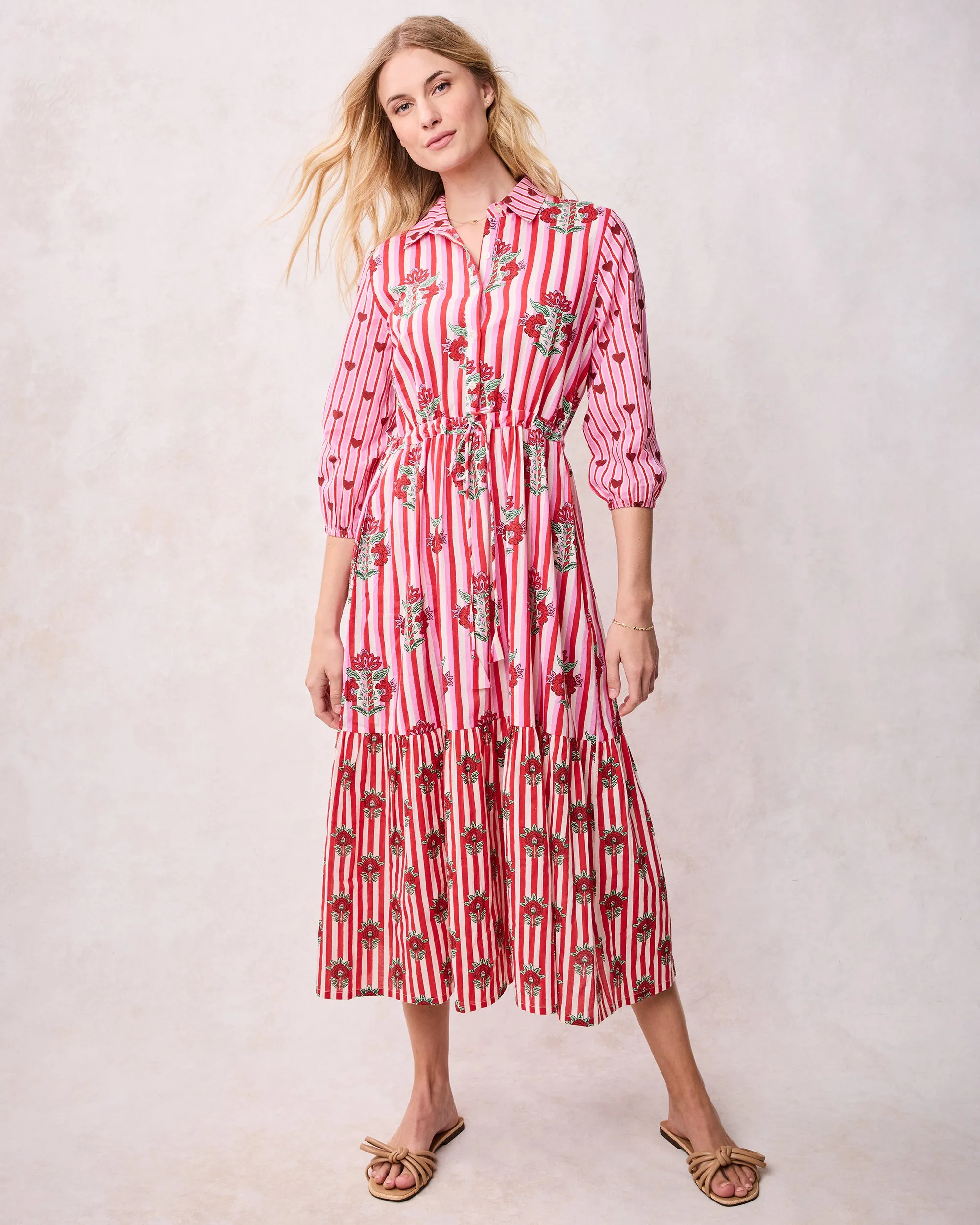 Carnation Stripes - Maison Dress - Scarlet Petal sold by Printfresh product image thumbnail 2