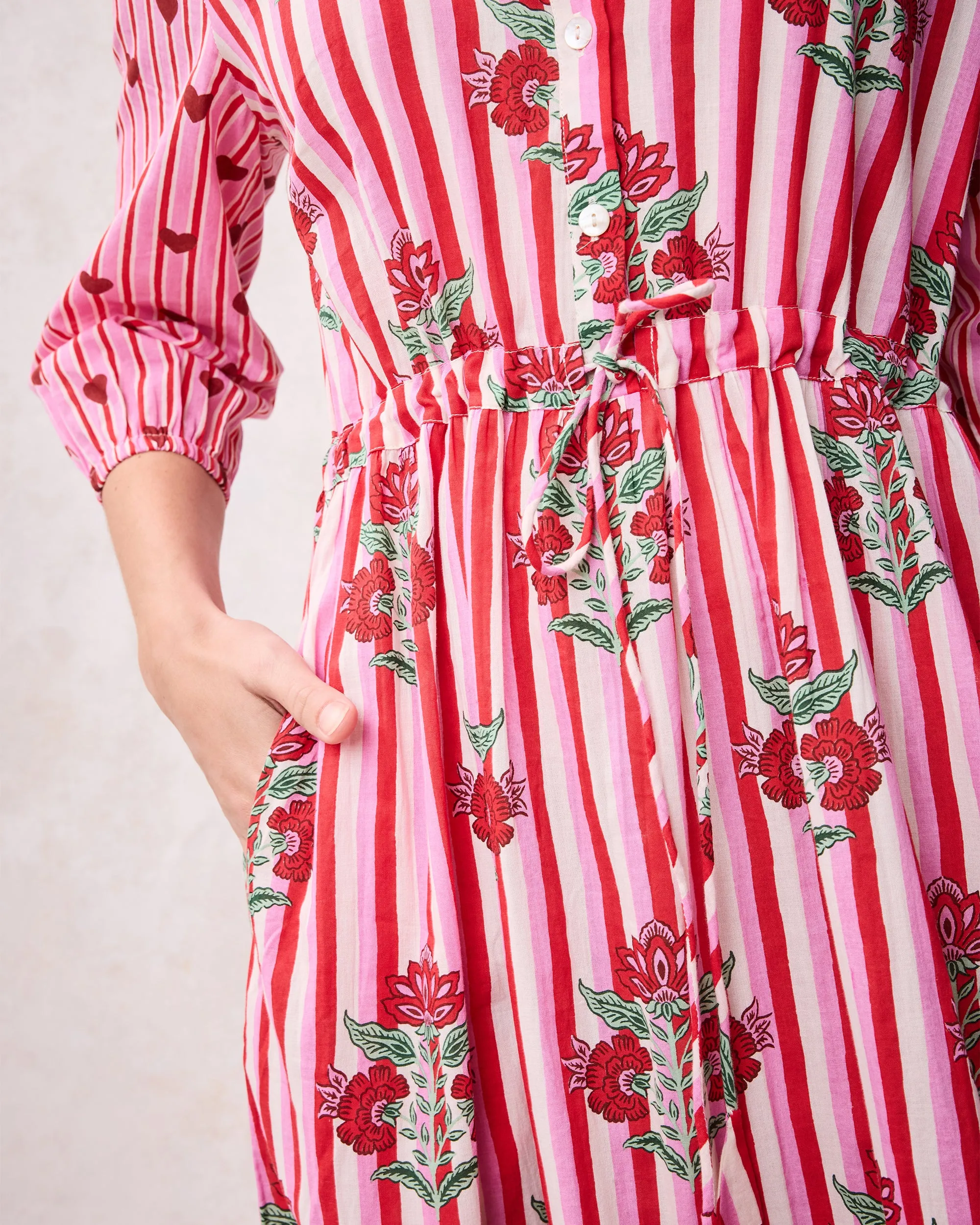 Carnation Stripes - Maison Dress - Scarlet Petal sold by Printfresh product image thumbnail 3