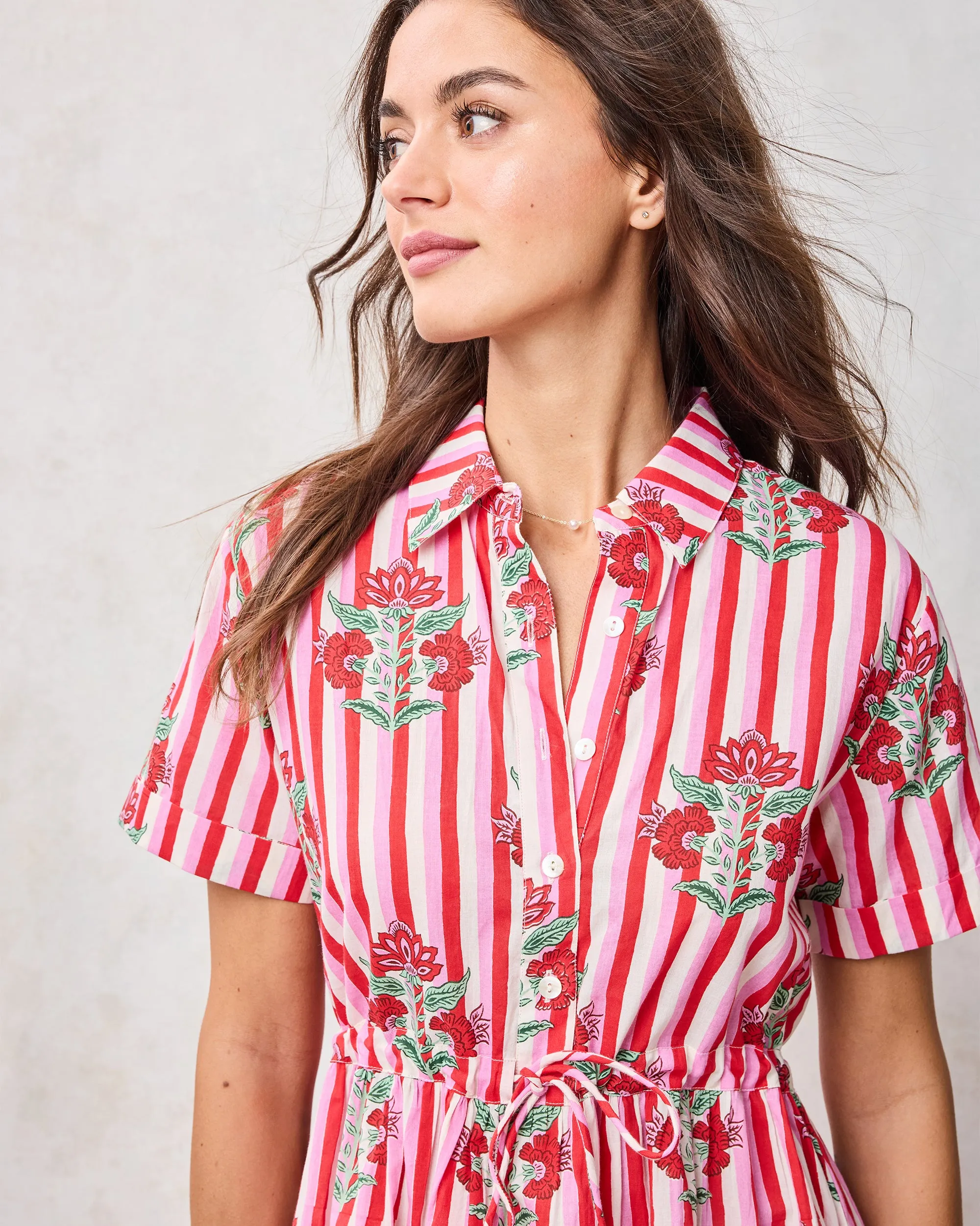 Carnation Stripes - Maude Dress - Scarlet Petal sold by Printfresh product image thumbnail 4