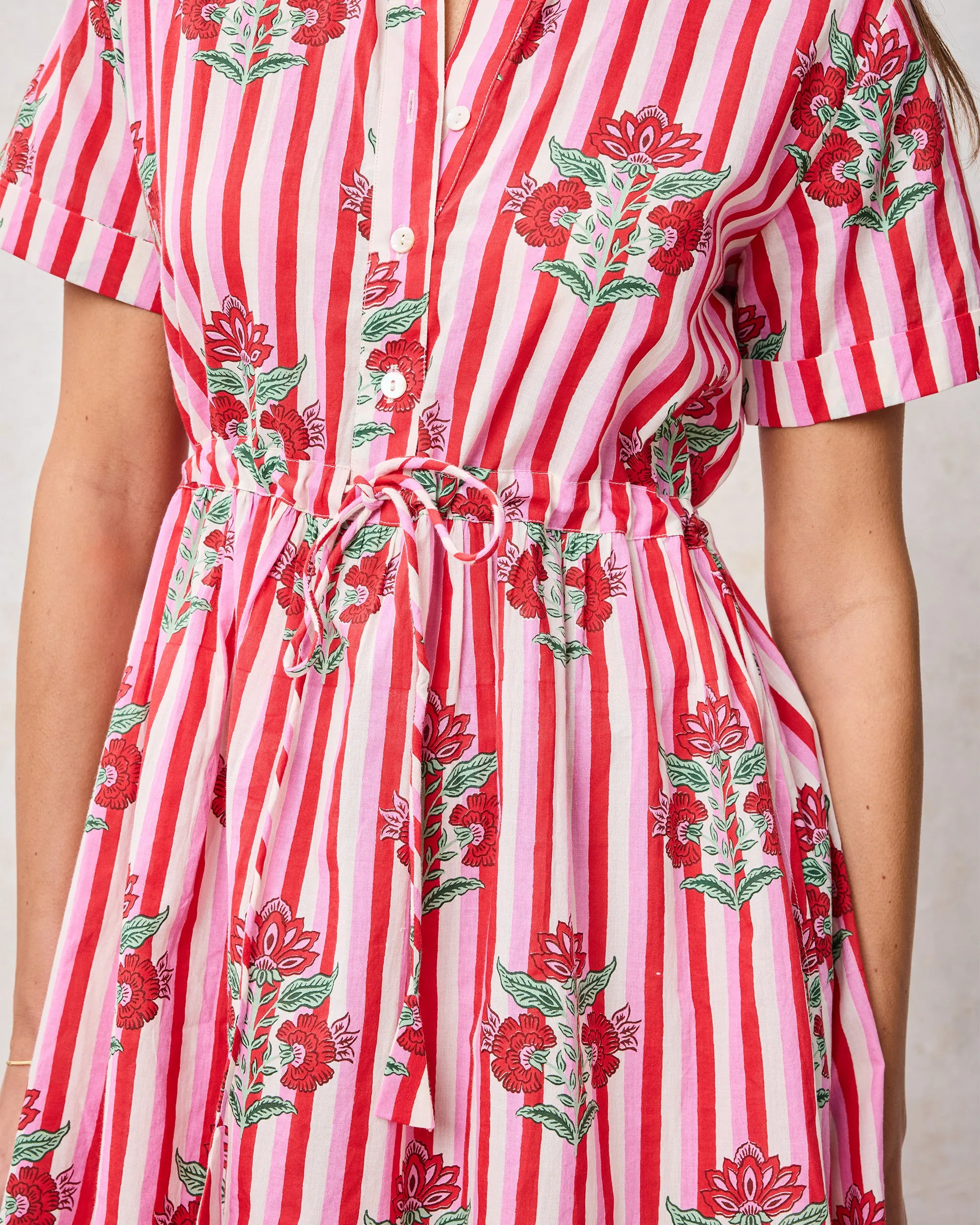 Carnation Stripes - Maude Dress - Scarlet Petal sold by Printfresh product image thumbnail 3