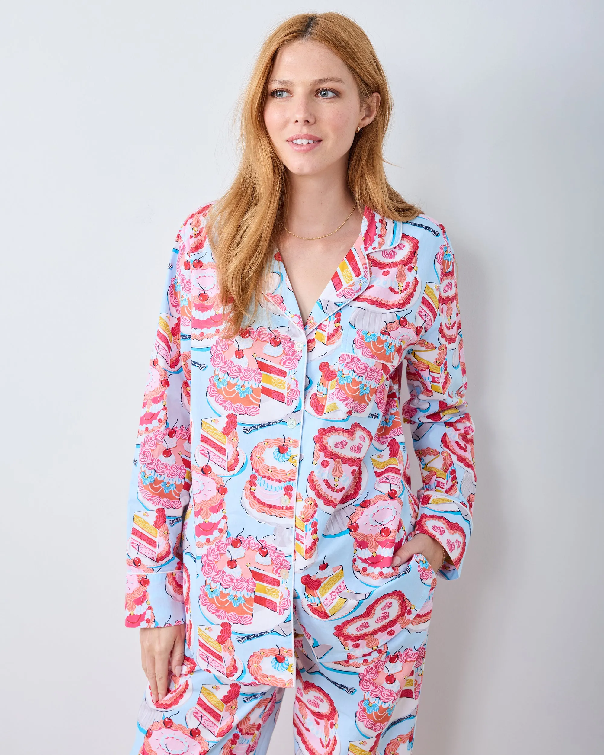 Vintage Cakes - Petite Long PJ Set - Blue Buttercream sold by Printfresh