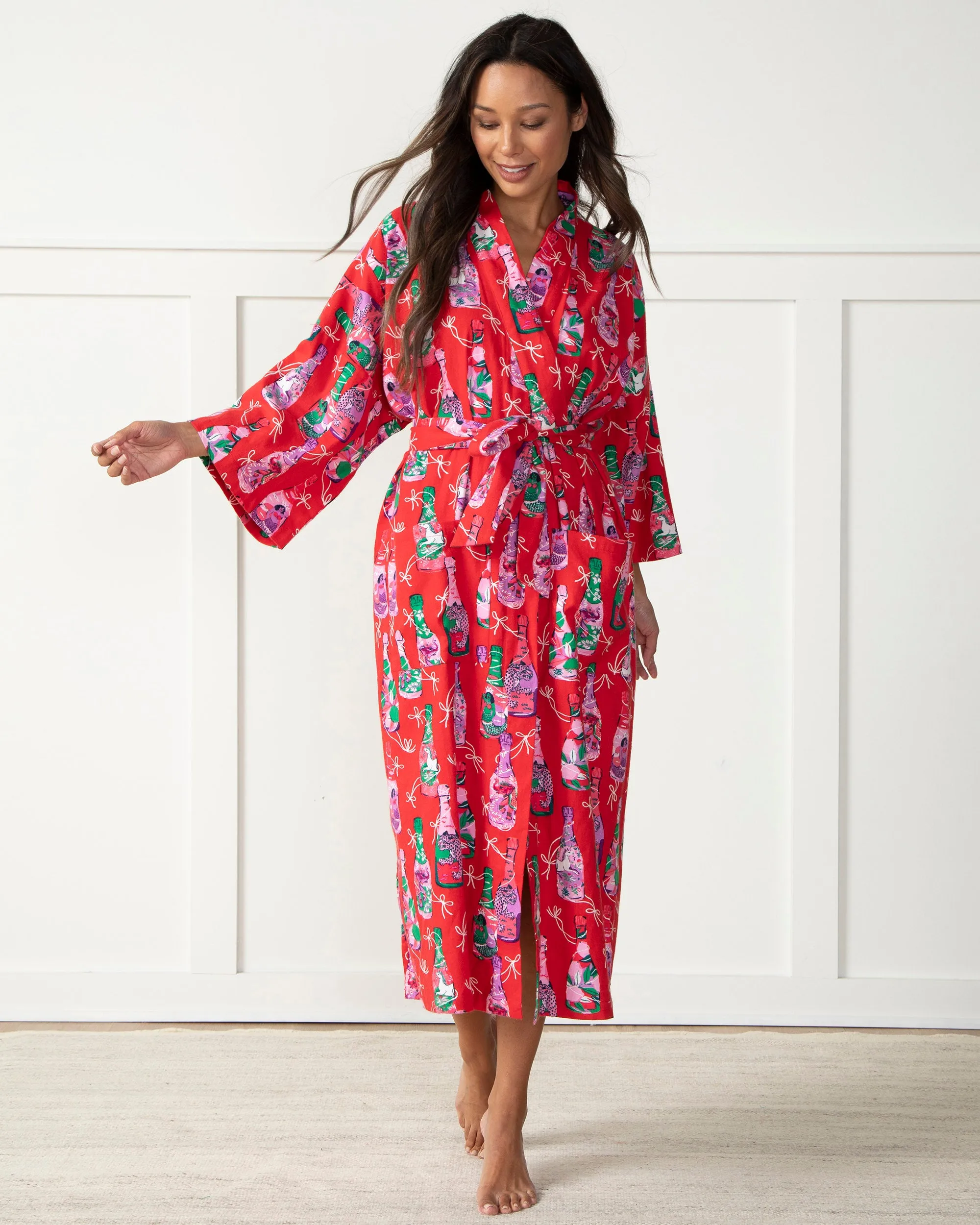 Pop the Bubbly - Brushed Twill Robe - Red Stocking sold by Printfresh product image thumbnail 2