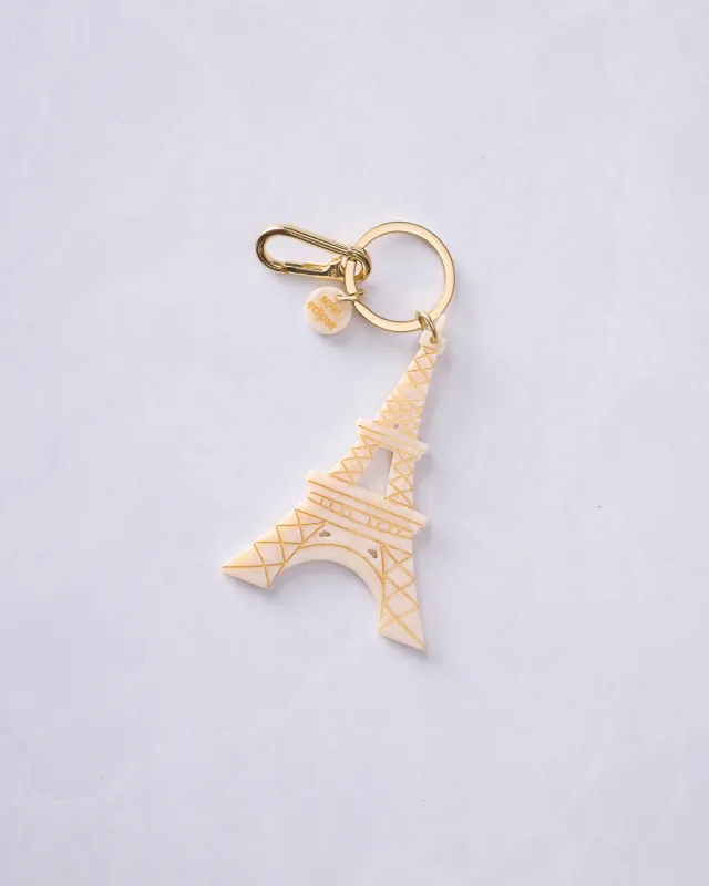 Solar Eclipse - Hand Painted Eiffel Tower Bag Charm + Keychain - Ivory made by Printfresh