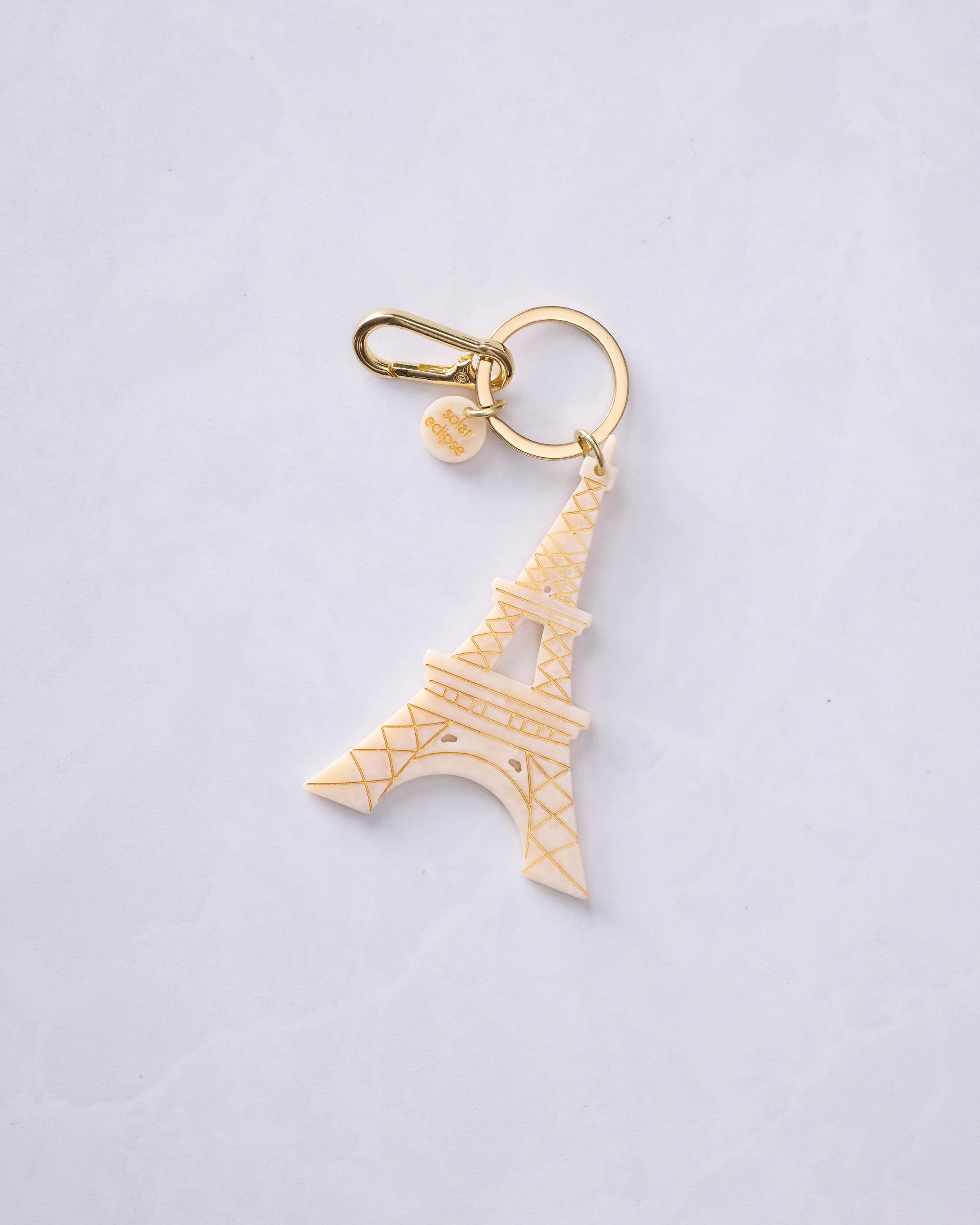 Solar Eclipse - Hand Painted Eiffel Tower Bag Charm + Keychain - Ivory sold by Printfresh