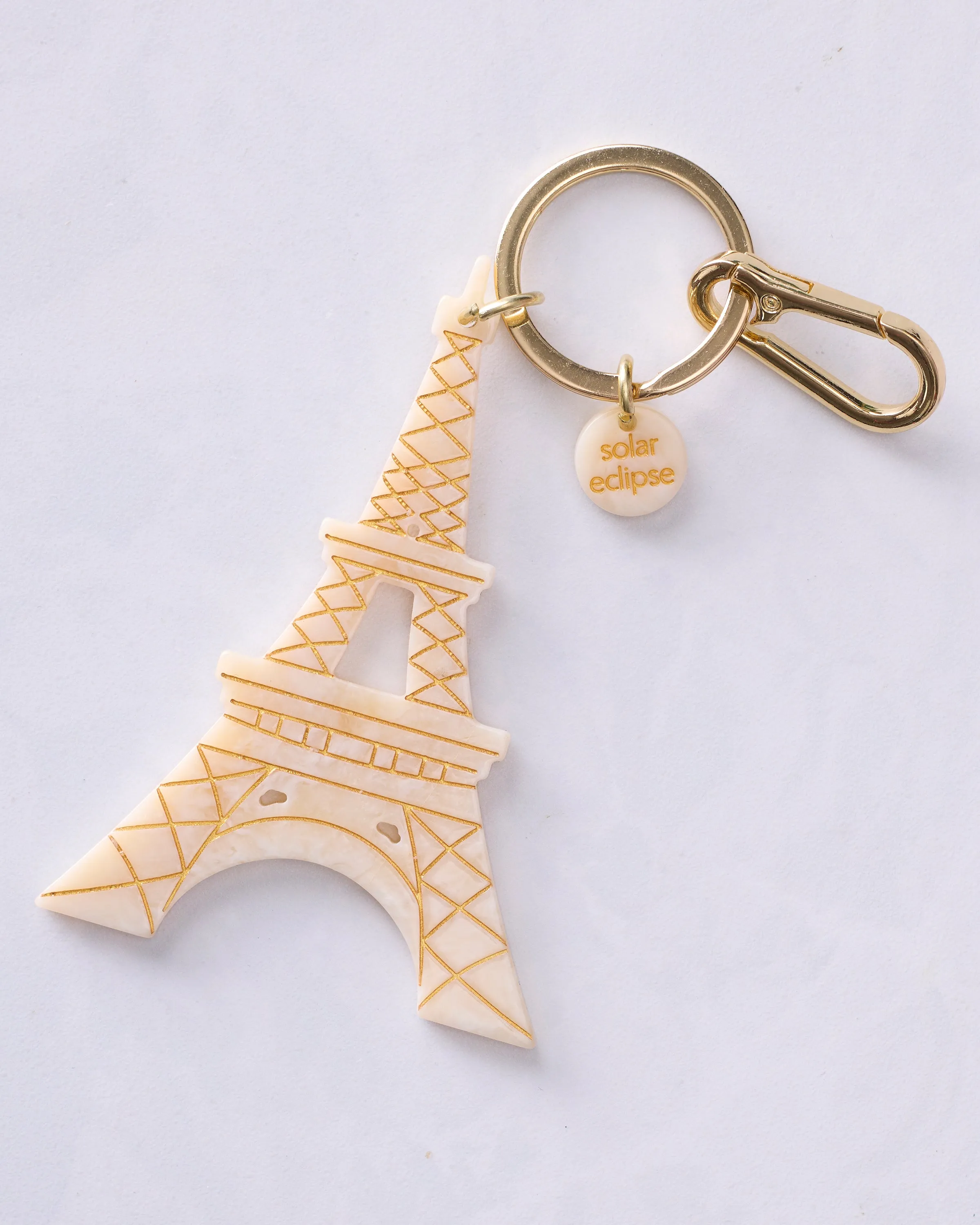 Solar Eclipse - Hand Painted Eiffel Tower Bag Charm + Keychain - Ivory sold by Printfresh product image thumbnail 2