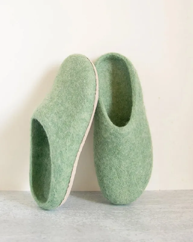 Eucalyptus Green - Organic Merino Wool Slippers  - Fuzzy Cove sold by Printfresh