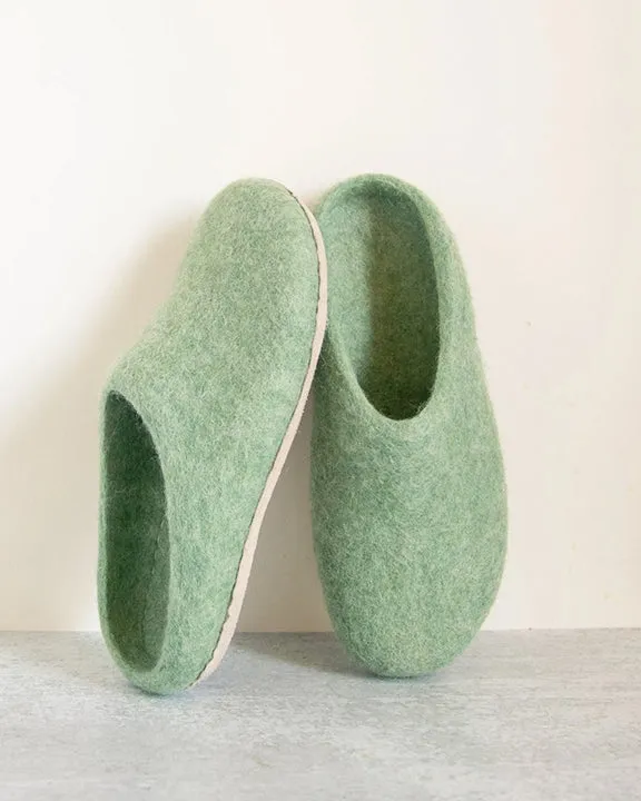 Eucalyptus Green - Organic Merino Wool Slippers - Fuzzy Cove sold by Printfresh