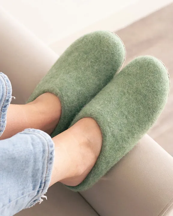 Eucalyptus Green - Organic Merino Wool Slippers - Fuzzy Cove sold by Printfresh product image thumbnail 4