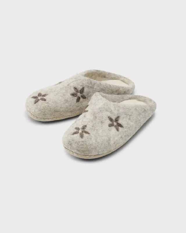 Light Grey - Embroidered Floral Slipper - Care by Me sold by Printfresh