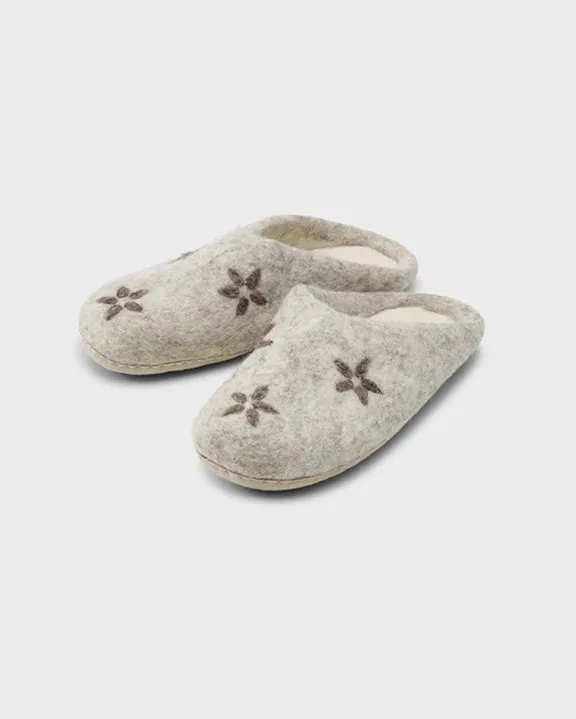 Light Grey - Embroidered Floral Slipper - Care by Me sold by Printfresh