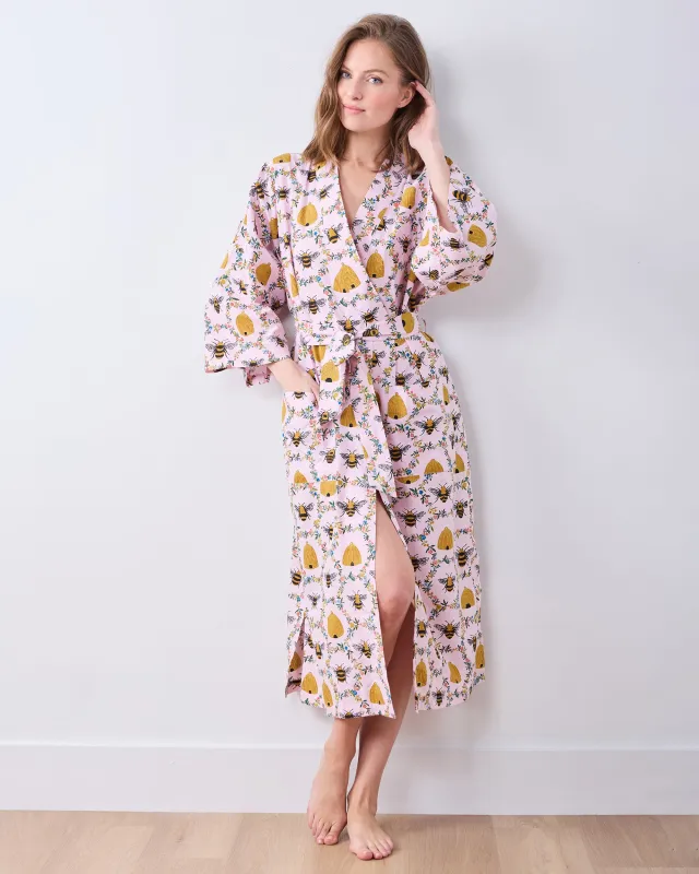 Sweet Bee - Long Robe - Pink Petal sold by Printfresh