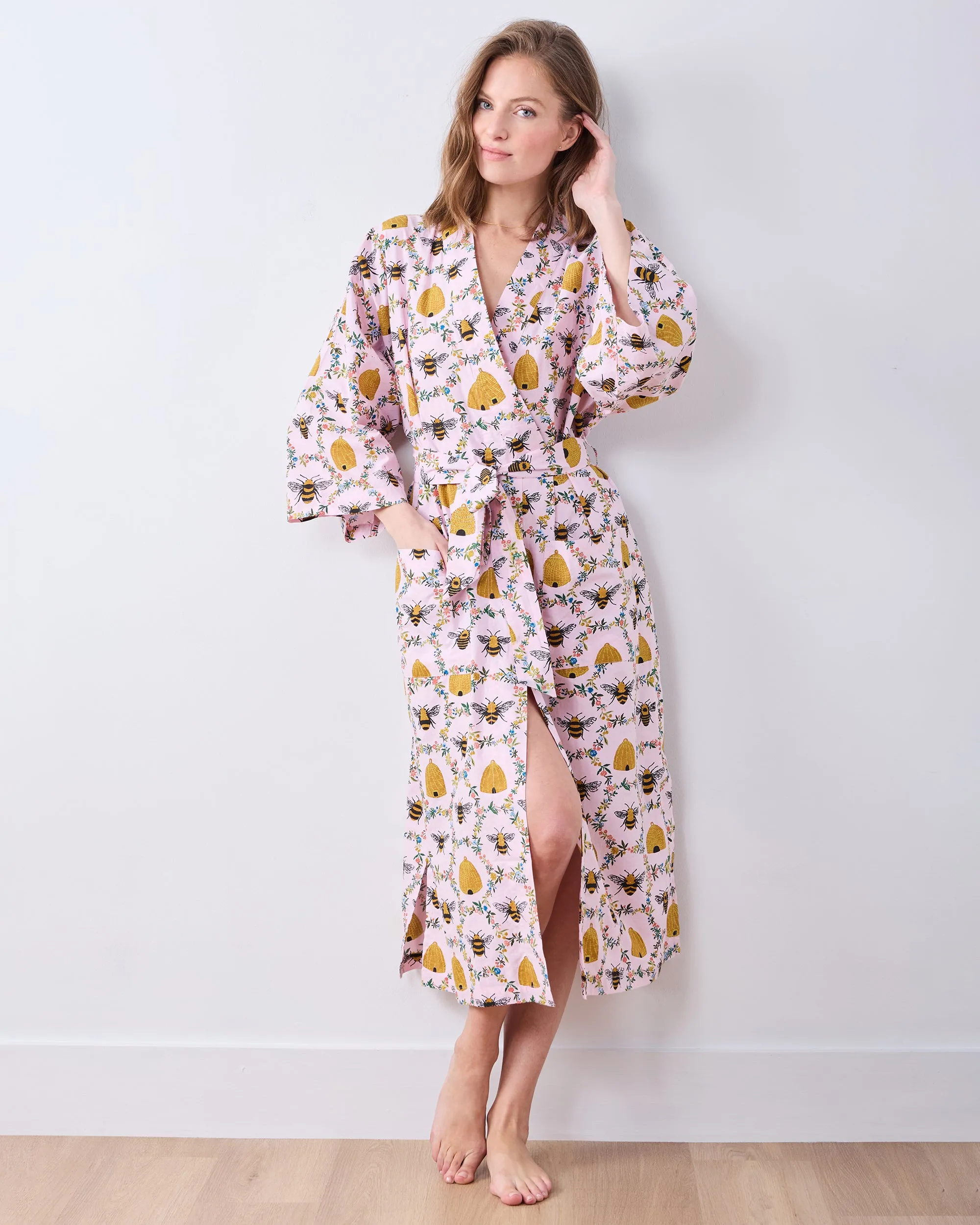 Sweet Bee - Long Robe - Pink Petal sold by Printfresh