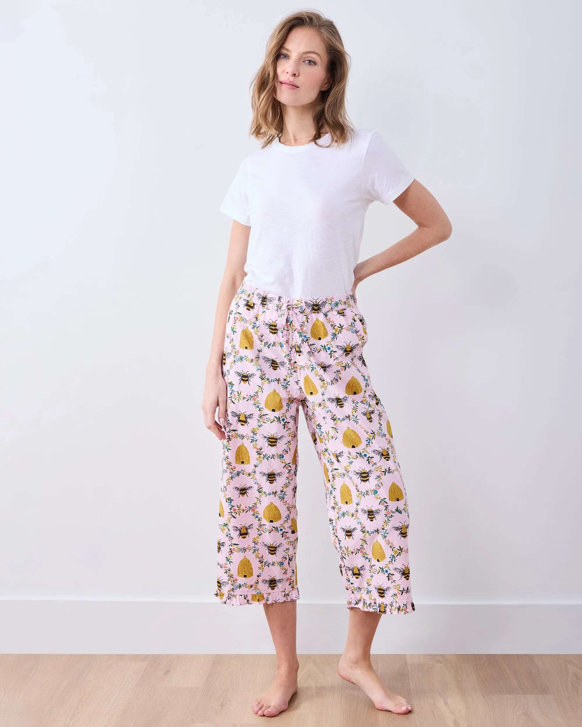 Sweet Bee - Ruffle Cropped Pants - Pink Petal sold by Printfresh product image thumbnail 3