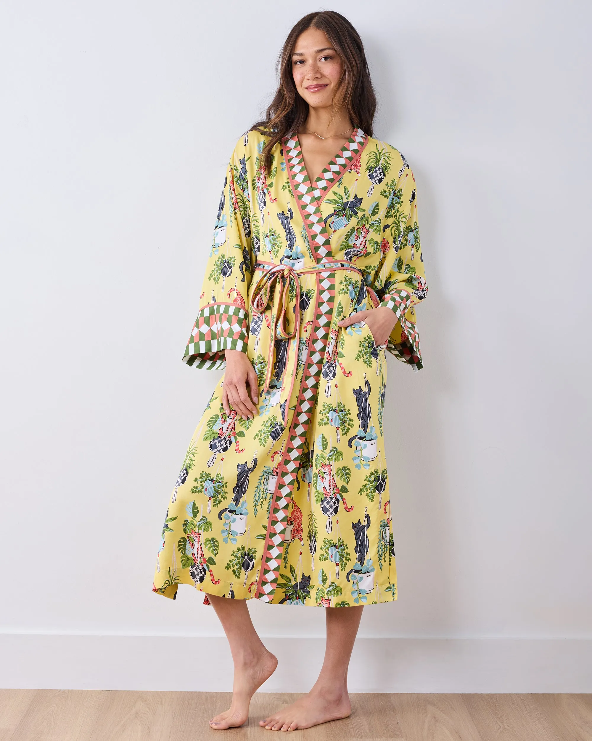 Macrame Mischief - Eco Satin Robe - Sunshine sold by Printfresh product image thumbnail 4