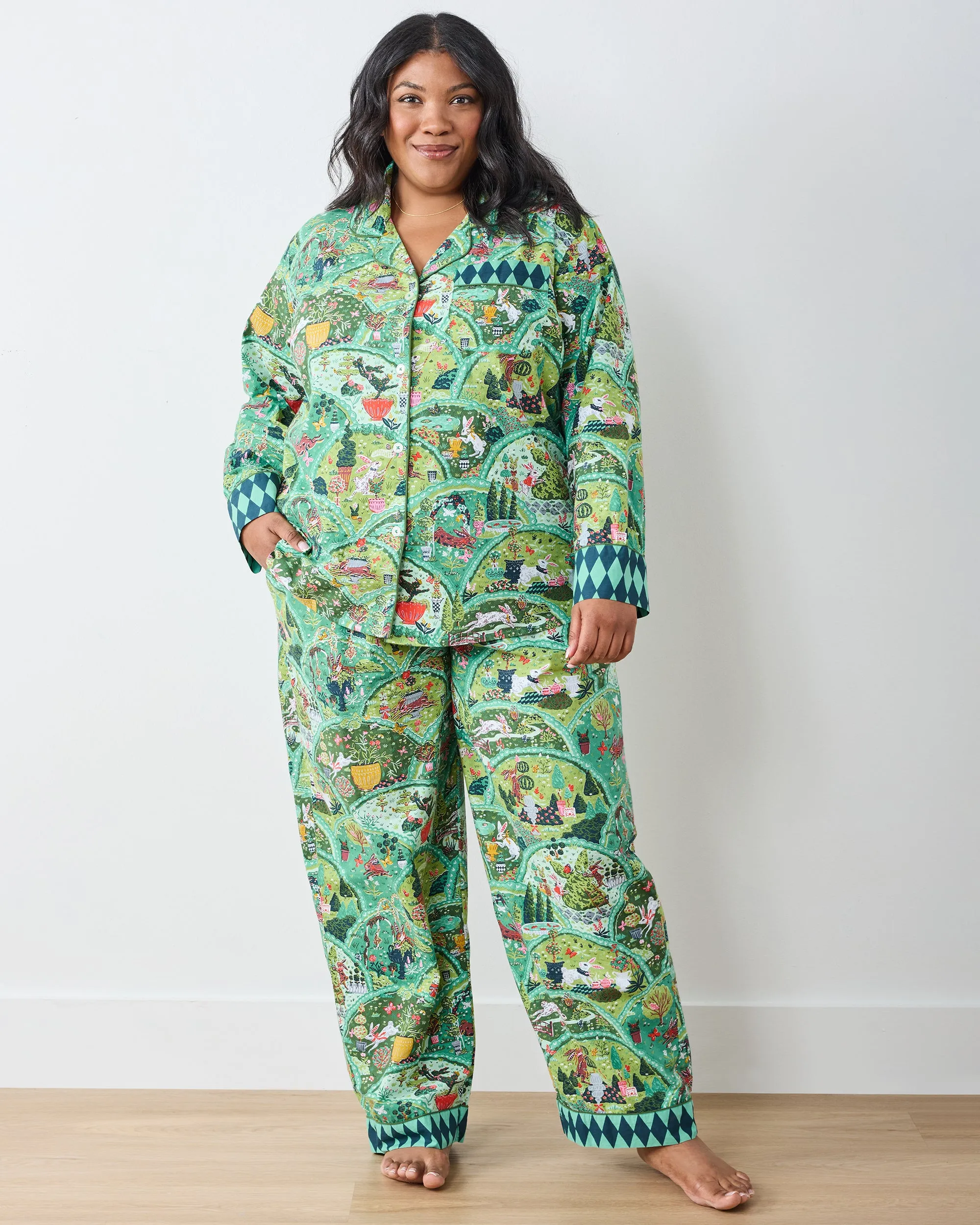 Rabbit Wonderland - Tall Long PJ Set - Sage sold by Printfresh product image thumbnail 2