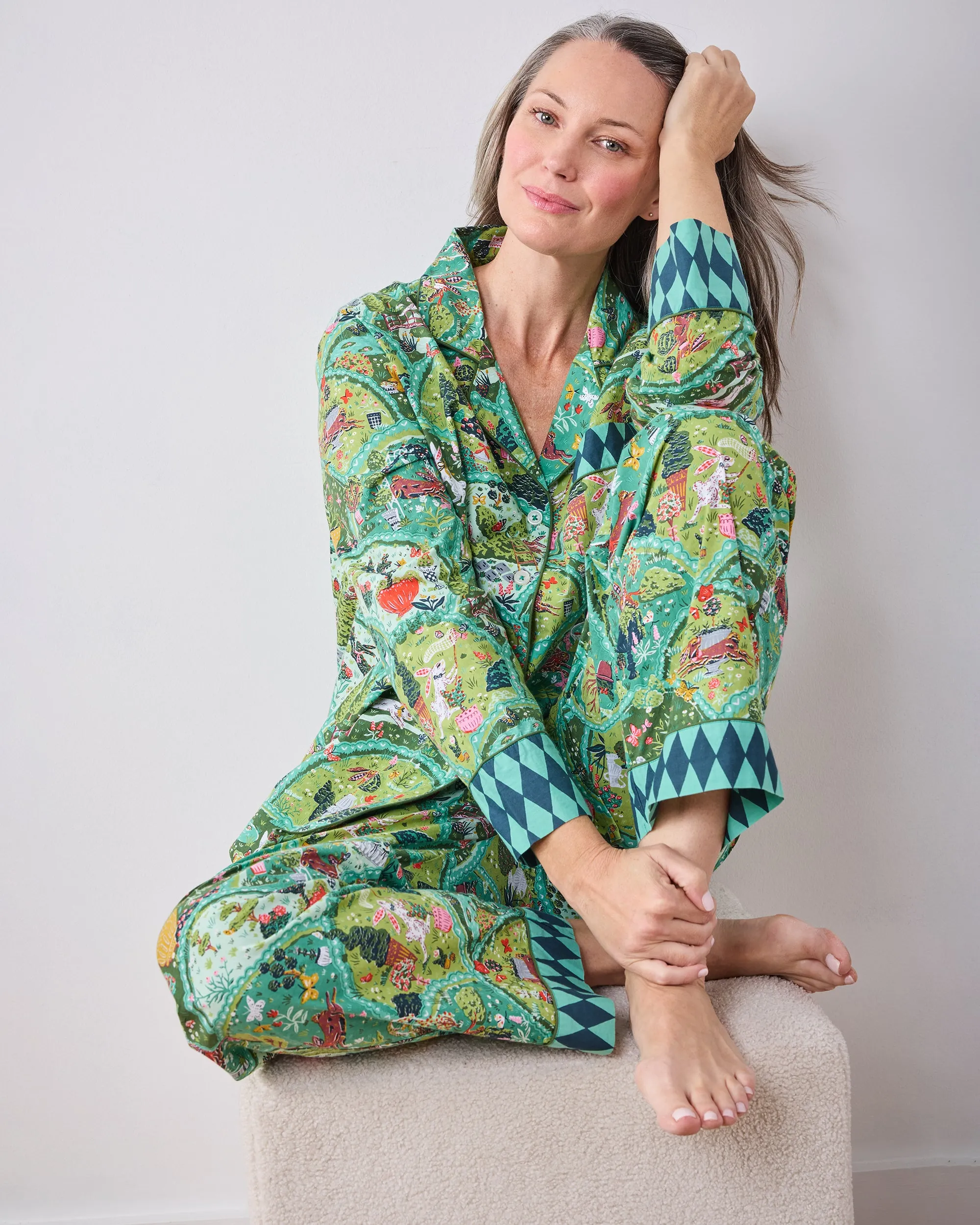 Rabbit Wonderland - Tall Long PJ Set - Sage sold by Printfresh