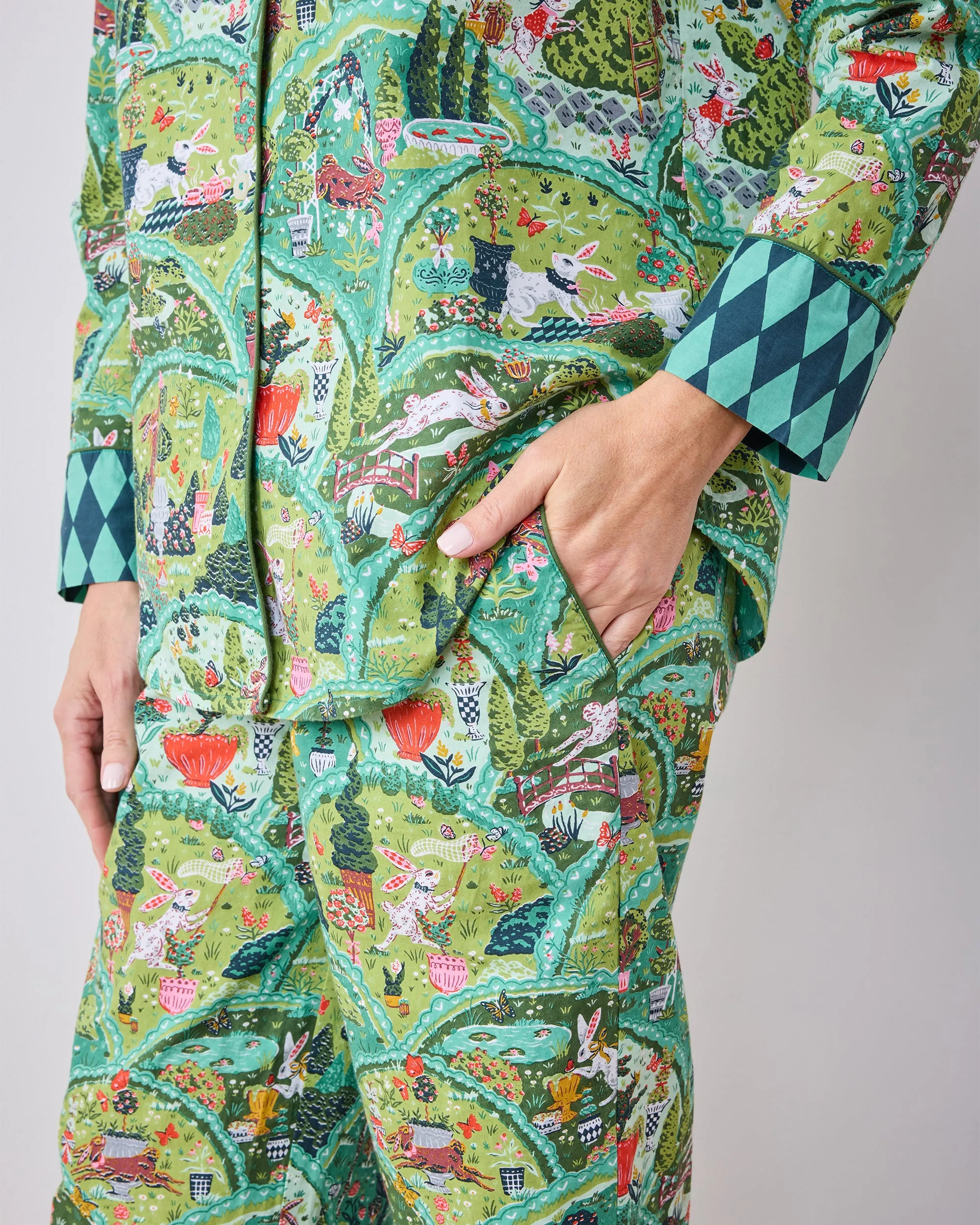 Rabbit Wonderland - Tall Long PJ Set - Sage sold by Printfresh product image thumbnail 4