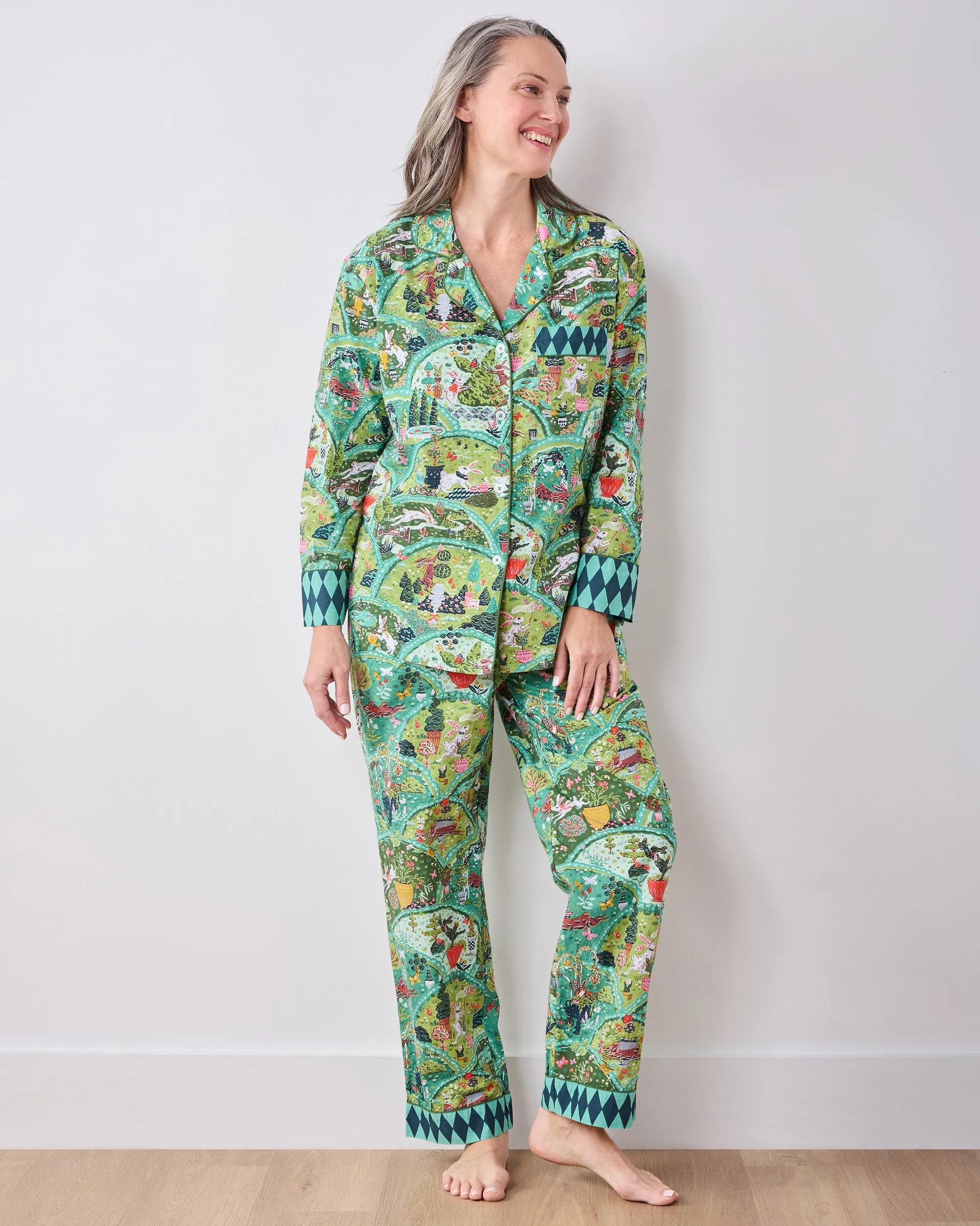 Rabbit Wonderland - Petite Long PJ Set - Sage sold by Printfresh product image thumbnail 3