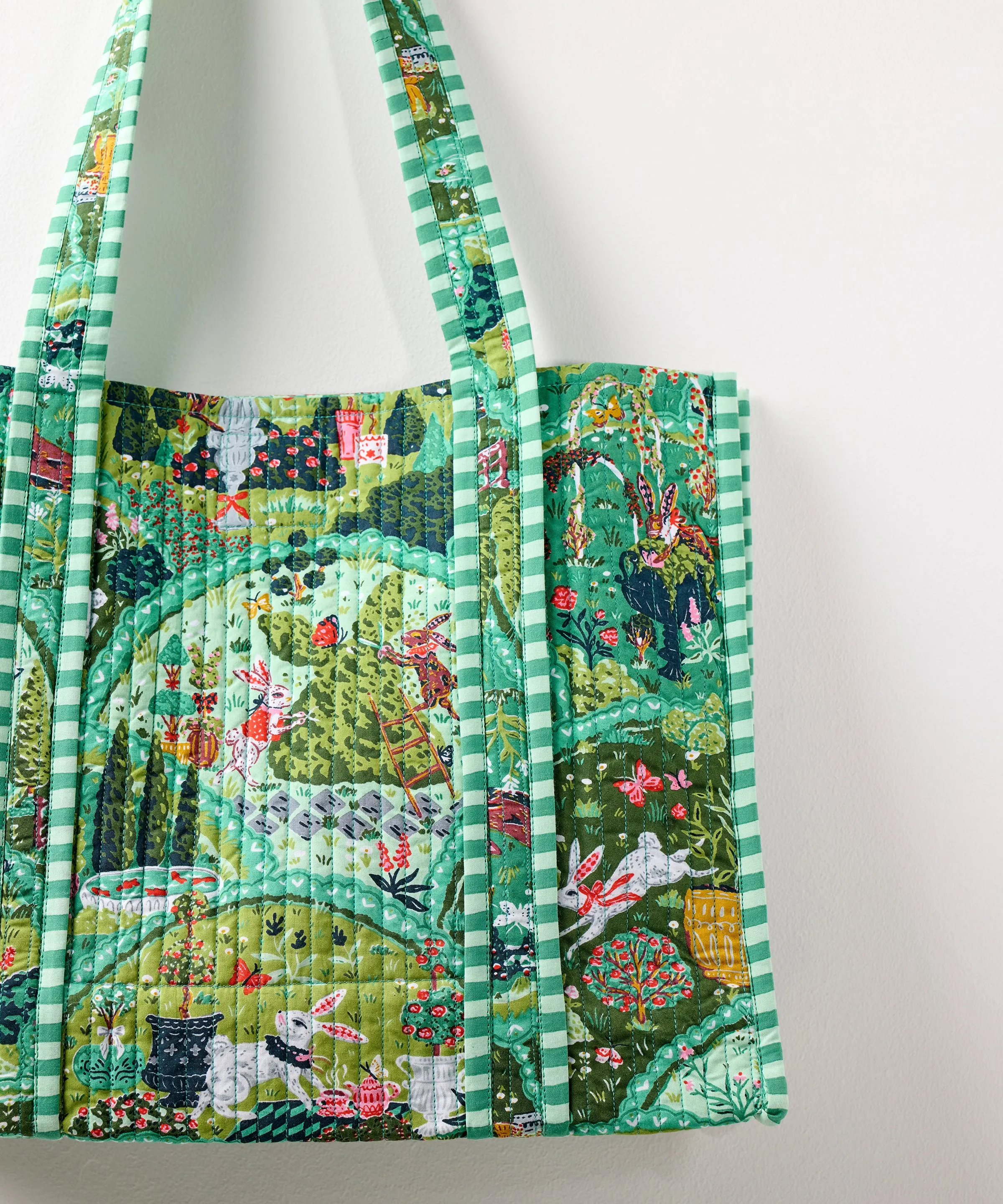 Rabbit Wonderland - Petite Traveler Tote - Sage sold by Printfresh product image thumbnail 3