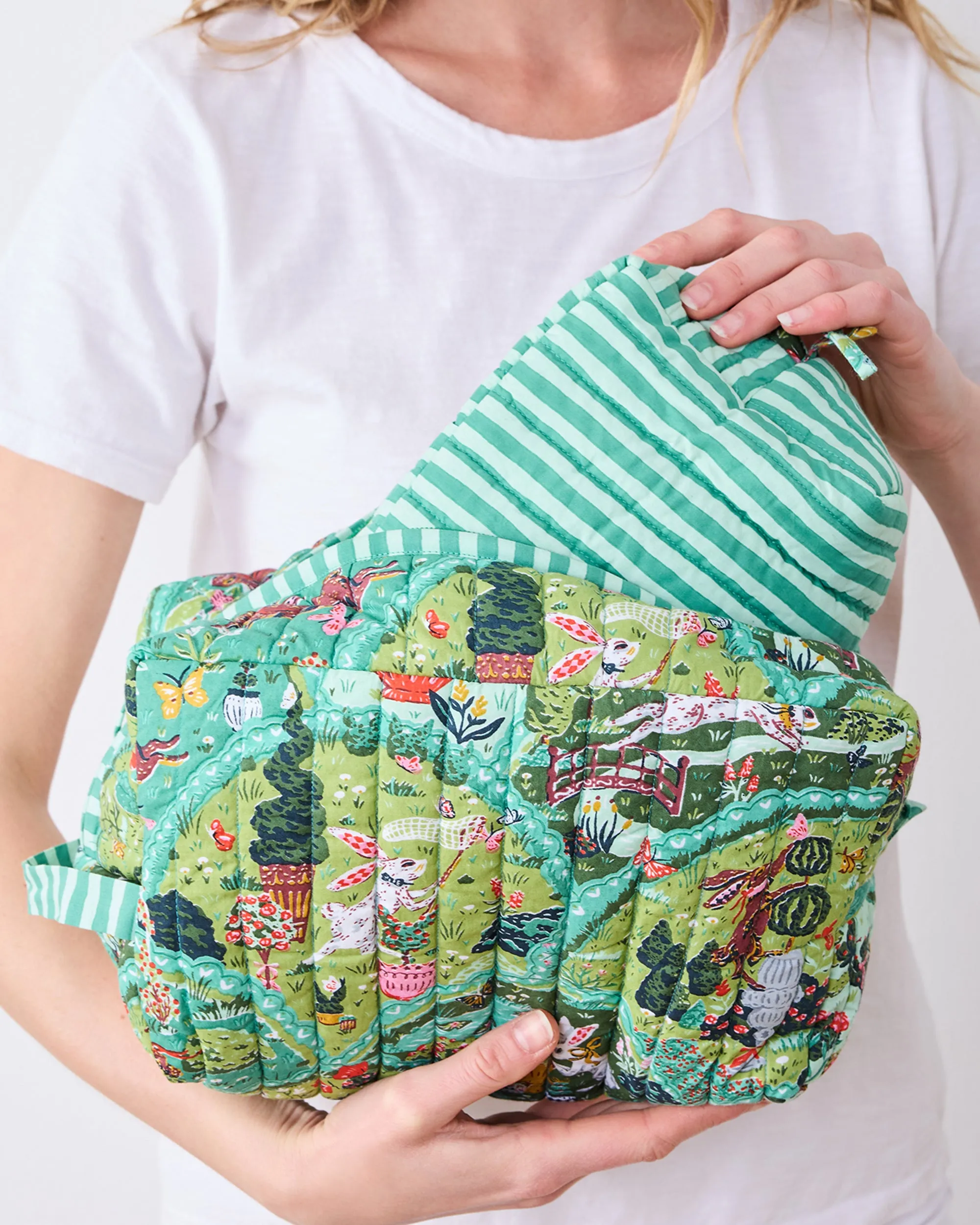 Rabbit Wonderland - Oversized Pouch Duo - Sage sold by Printfresh product image thumbnail 4