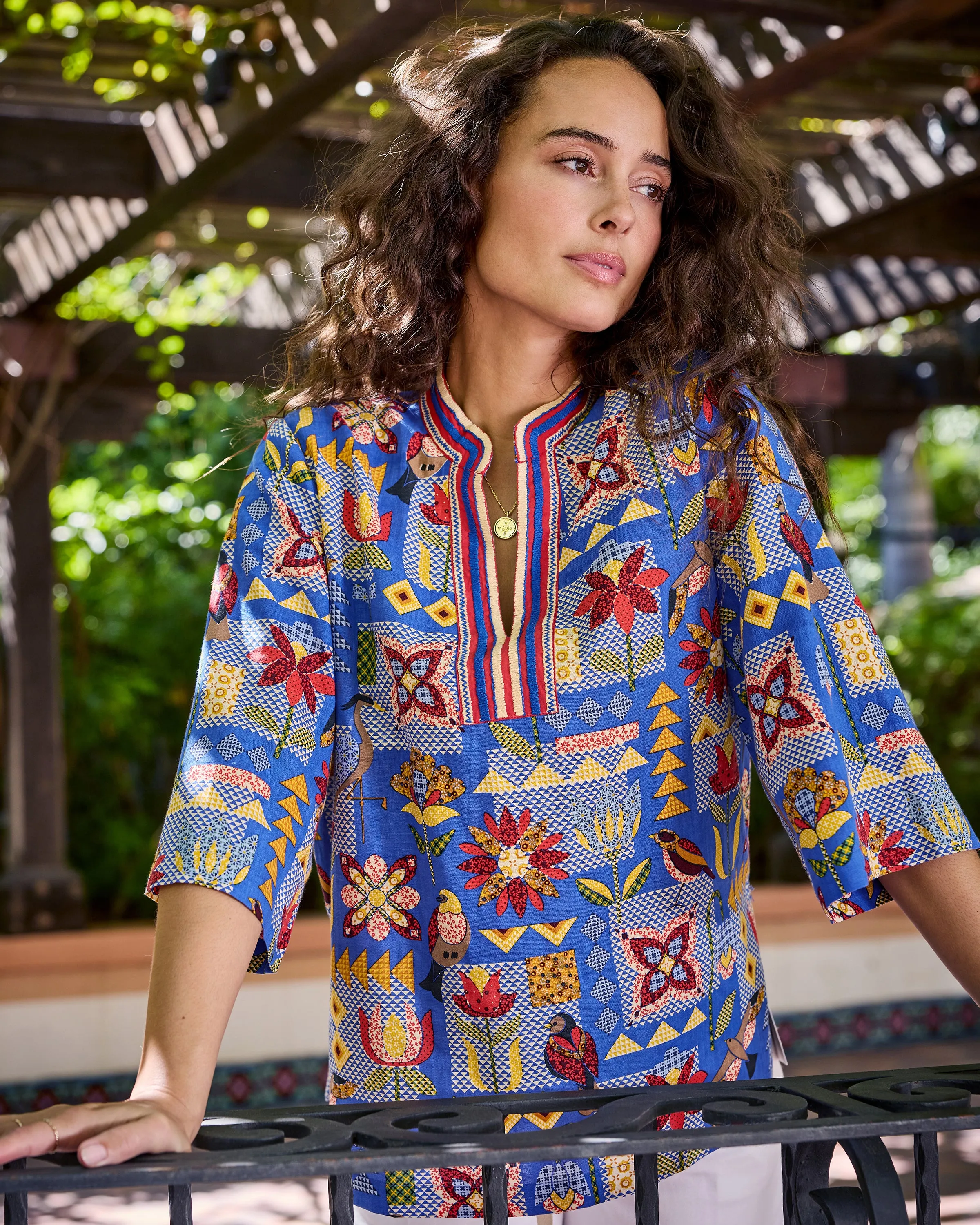 Songbird Quilt - Harlow Tunic - Blue Jean sold by Printfresh product image thumbnail 5