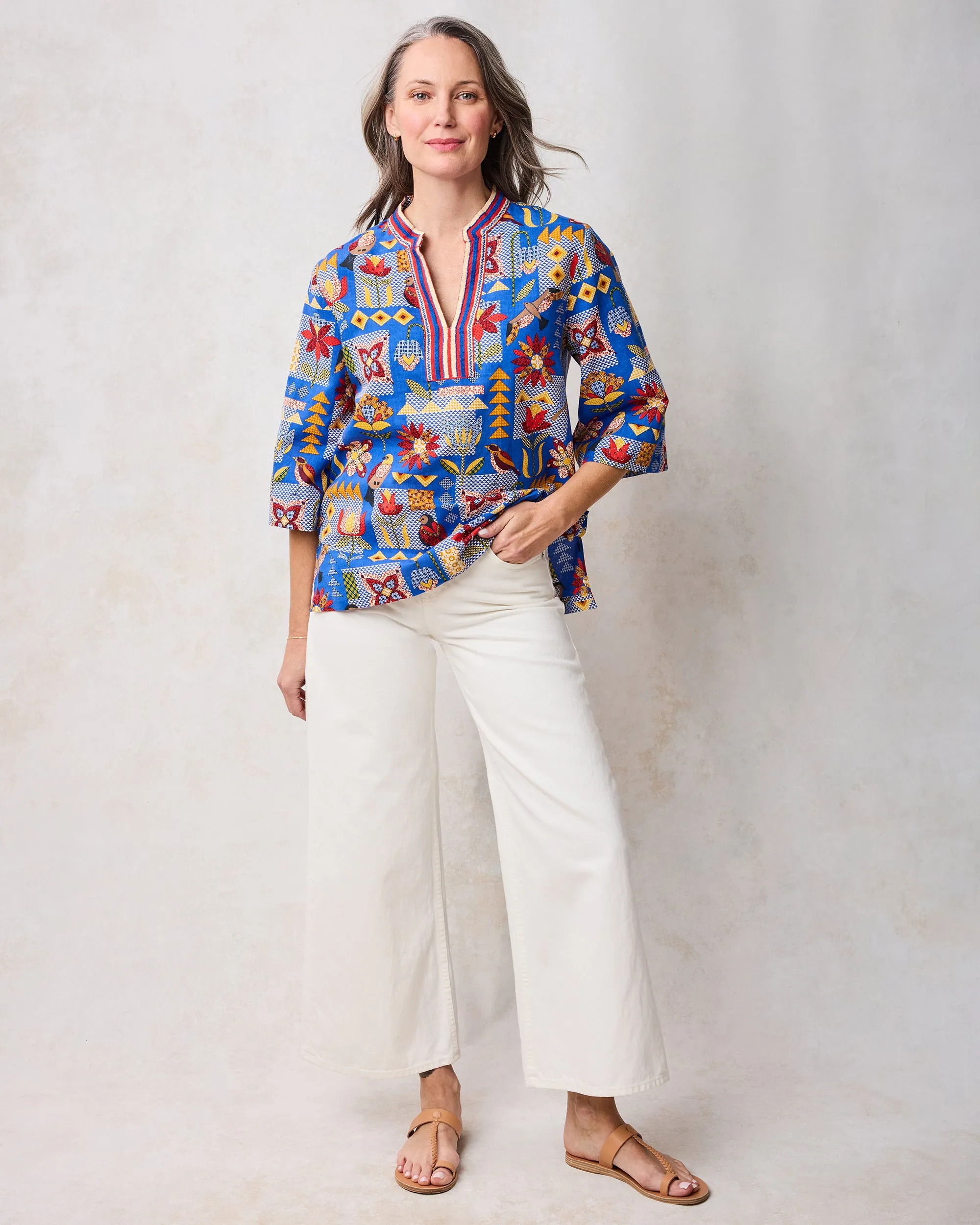 Songbird Quilt - Harlow Tunic - Blue Jean sold by Printfresh product image thumbnail 2