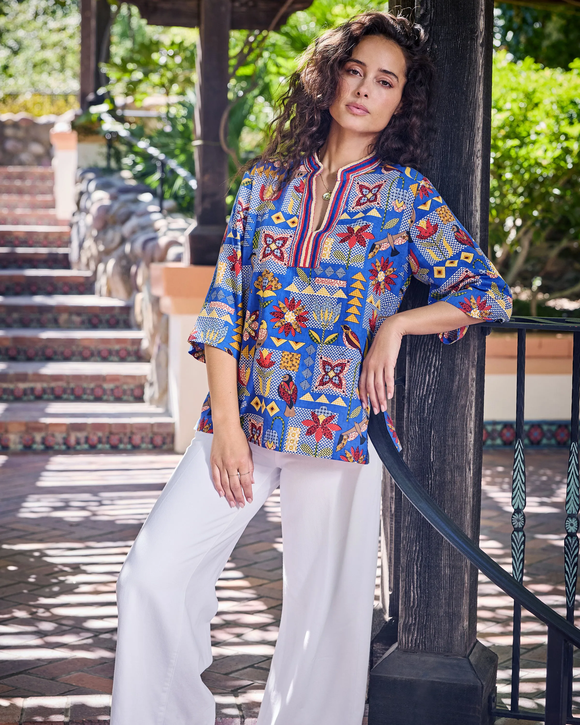 Songbird Quilt - Harlow Tunic - Blue Jean sold by Printfresh product image thumbnail 3