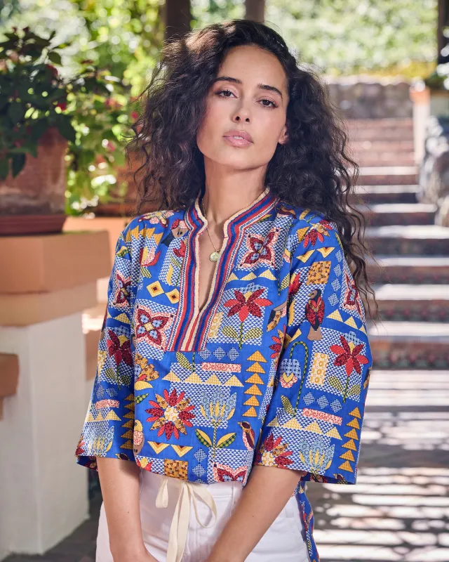 Songbird Quilt - Harlow Tunic - Blue Jean made by Printfresh