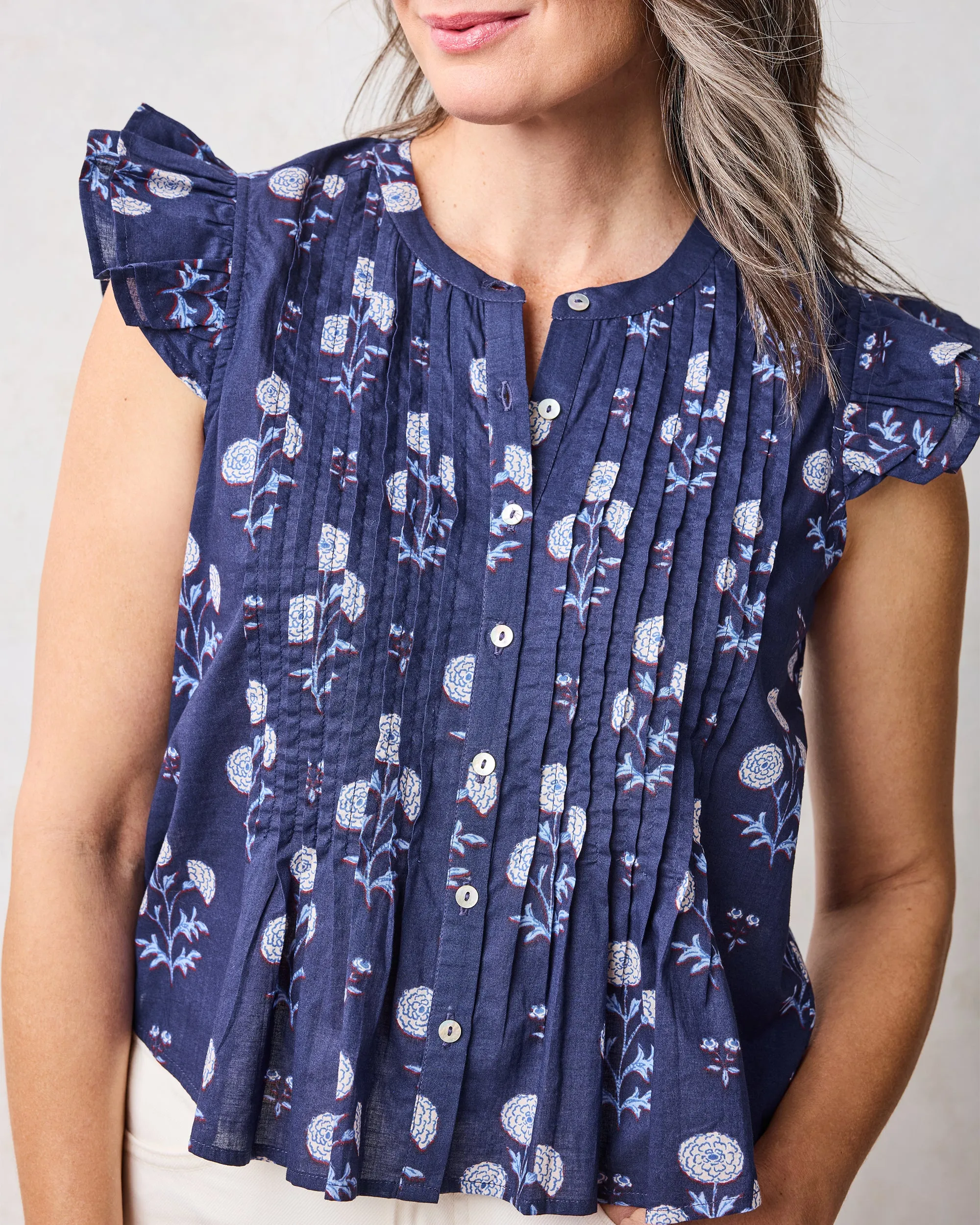 Marigold Bloom - Katie Blouse - Midnight Tide sold by Printfresh product image thumbnail 2