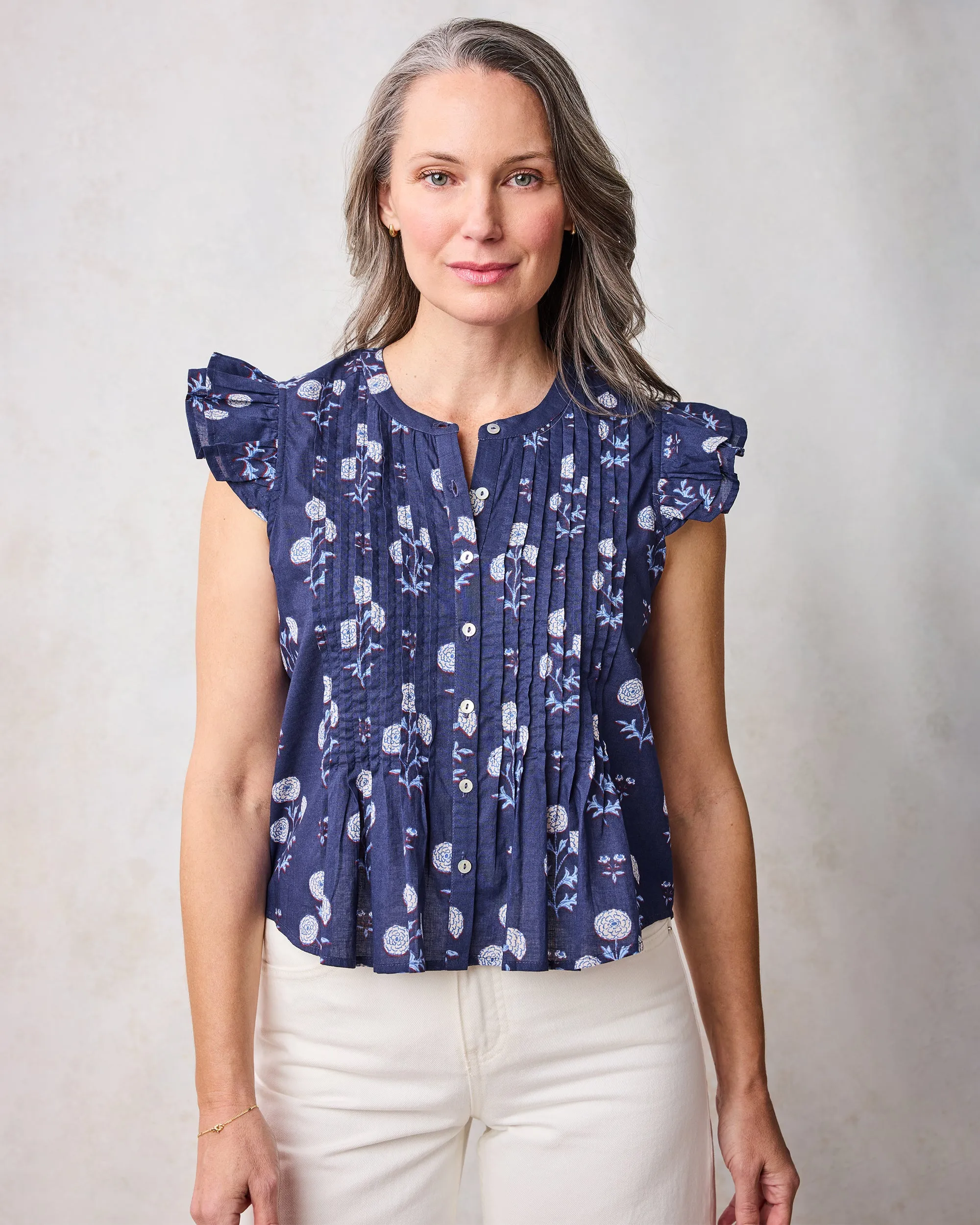 Marigold Bloom - Katie Blouse - Midnight Tide sold by Printfresh product image thumbnail 4