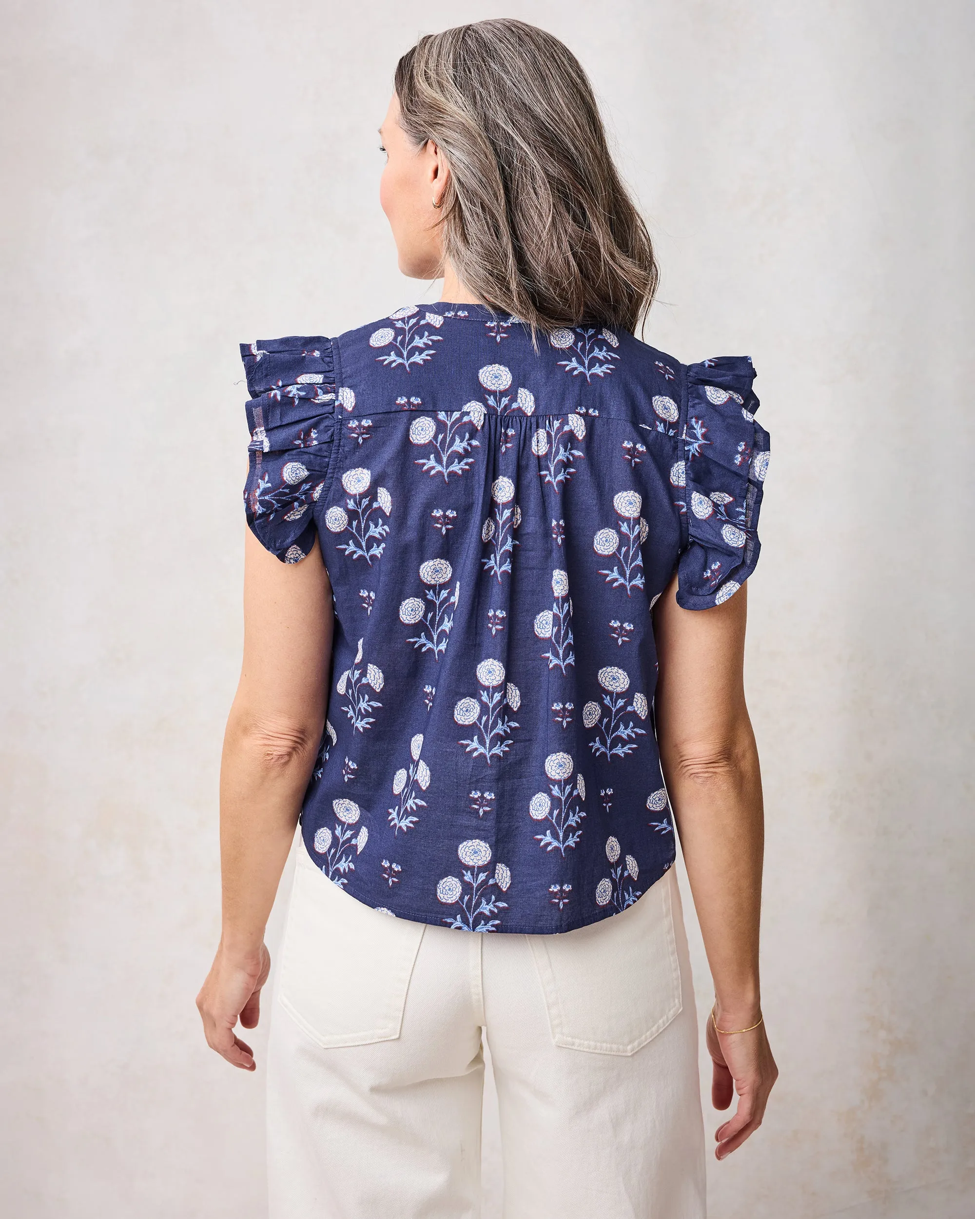 Marigold Bloom - Katie Blouse - Midnight Tide sold by Printfresh product image thumbnail 3