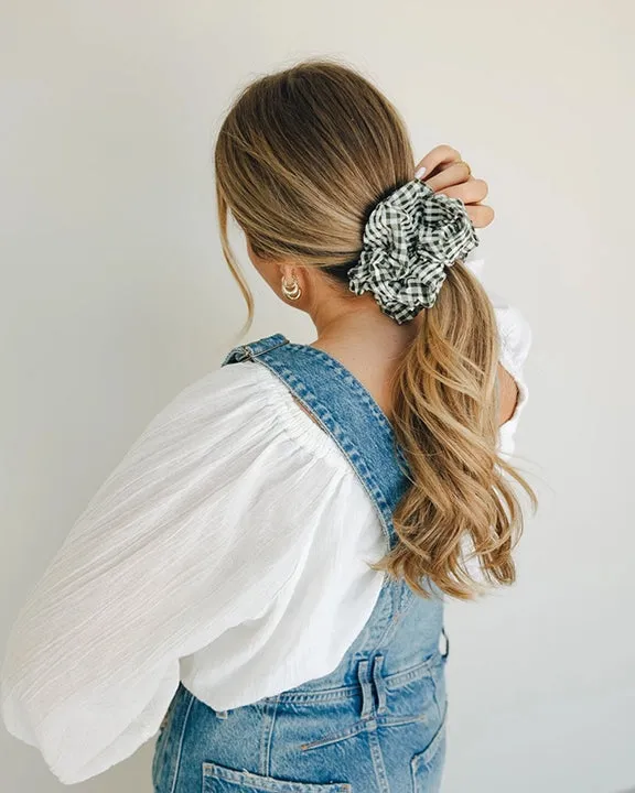 Black Gingham - Aspen Jumbo Scrunchie - Shop Andi sold by Printfresh product image thumbnail 3