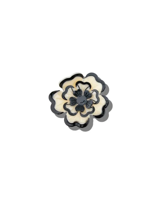 Black/White Combo - Hand Painted Origami Dianthus Flower Hair Clip - Solar Eclipse sold by Printfresh
