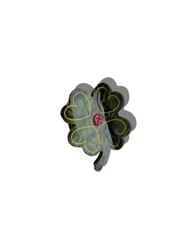 Forest Combo - Hand Painted Clover Claw Hair Clip - Solar Eclipse made by Printfresh