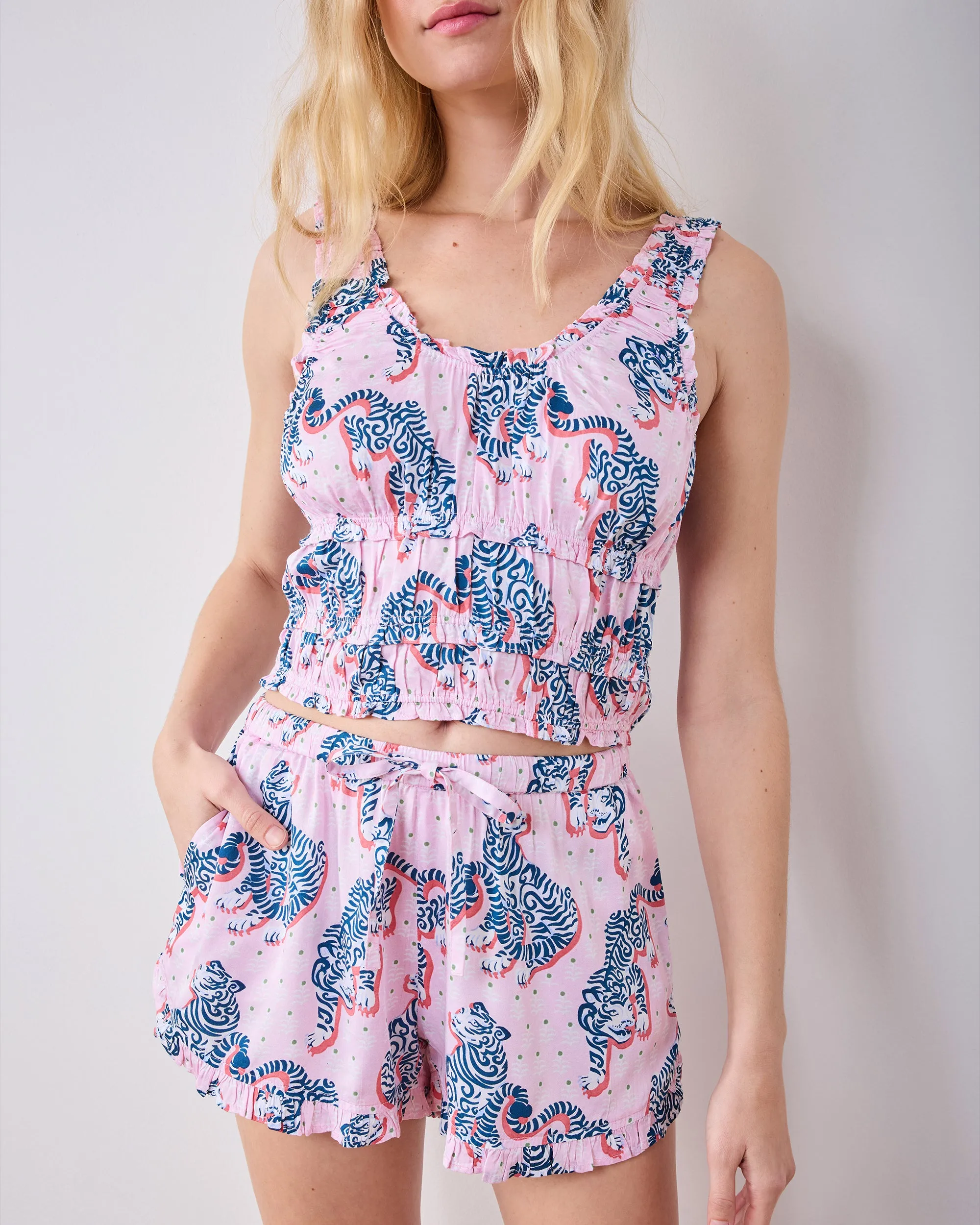 Tiger Queen - Eco Satin Sadie Short Set - Blush & Bashful sold by Printfresh product image thumbnail 3