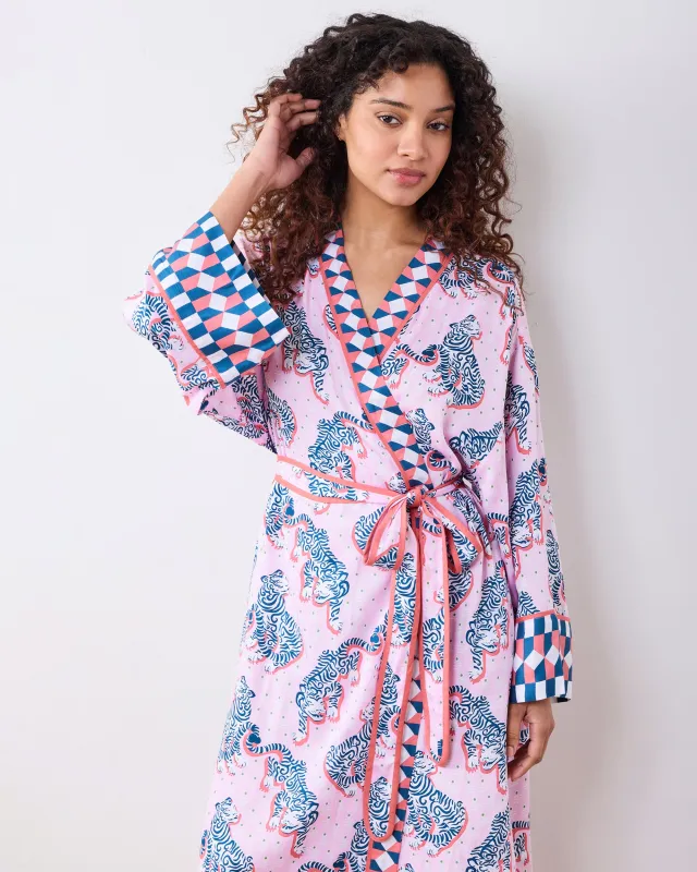 Tiger Queen - Eco Satin Robe - Blush & Bashful sold by Printfresh