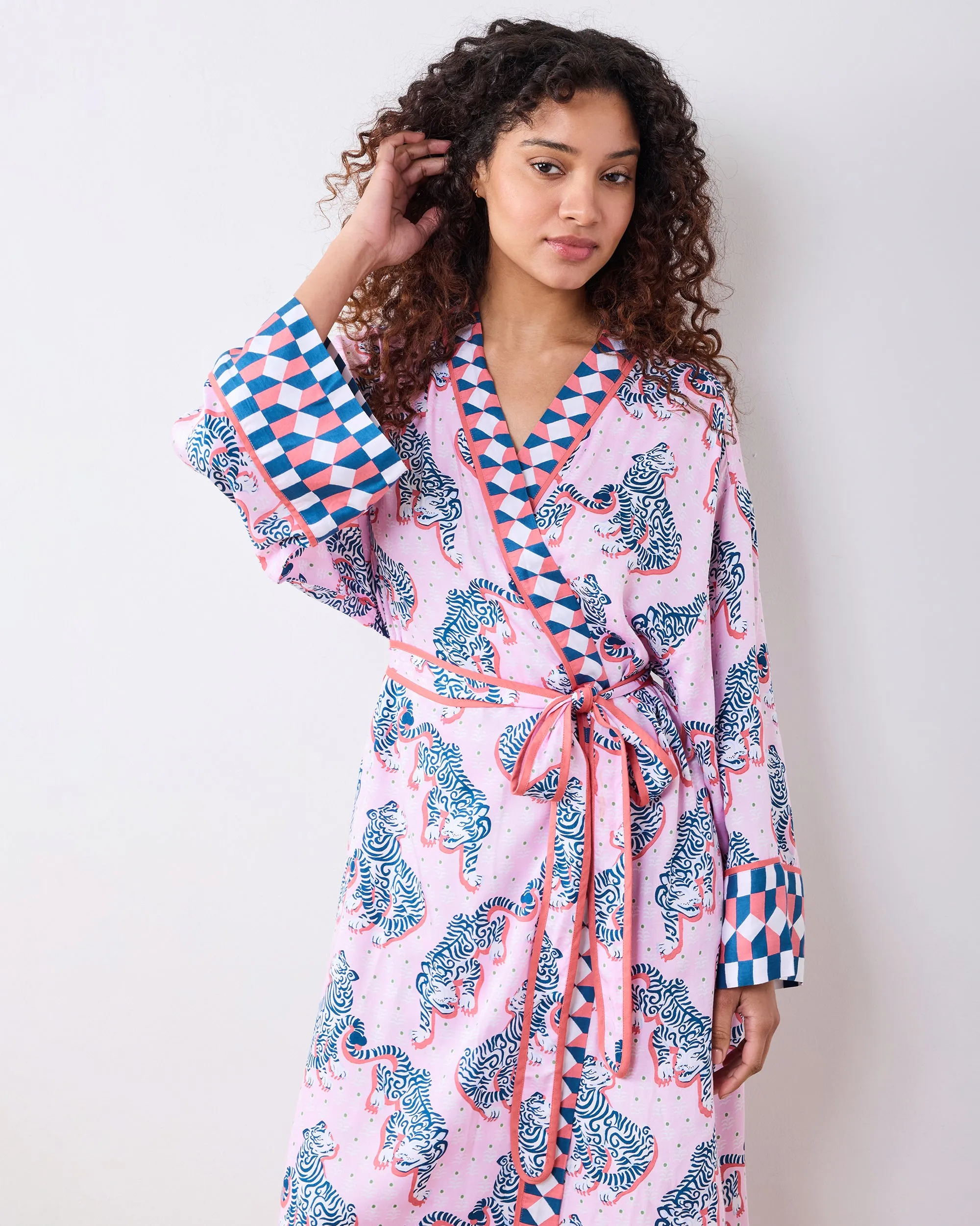 Tiger Queen - Eco Satin Robe - Blush & Bashful sold by Printfresh