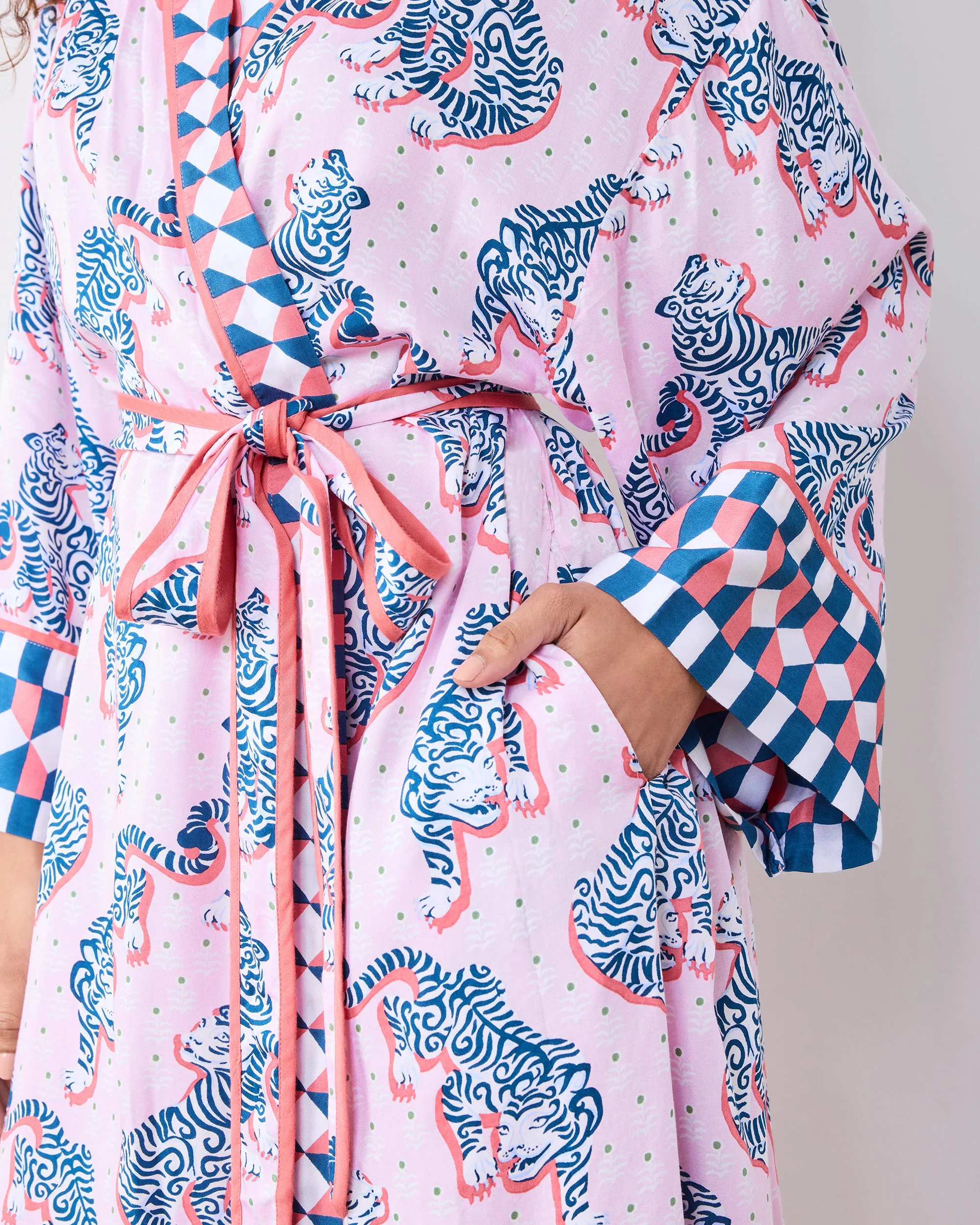 Tiger Queen - Eco Satin Robe - Blush & Bashful sold by Printfresh product image thumbnail 5
