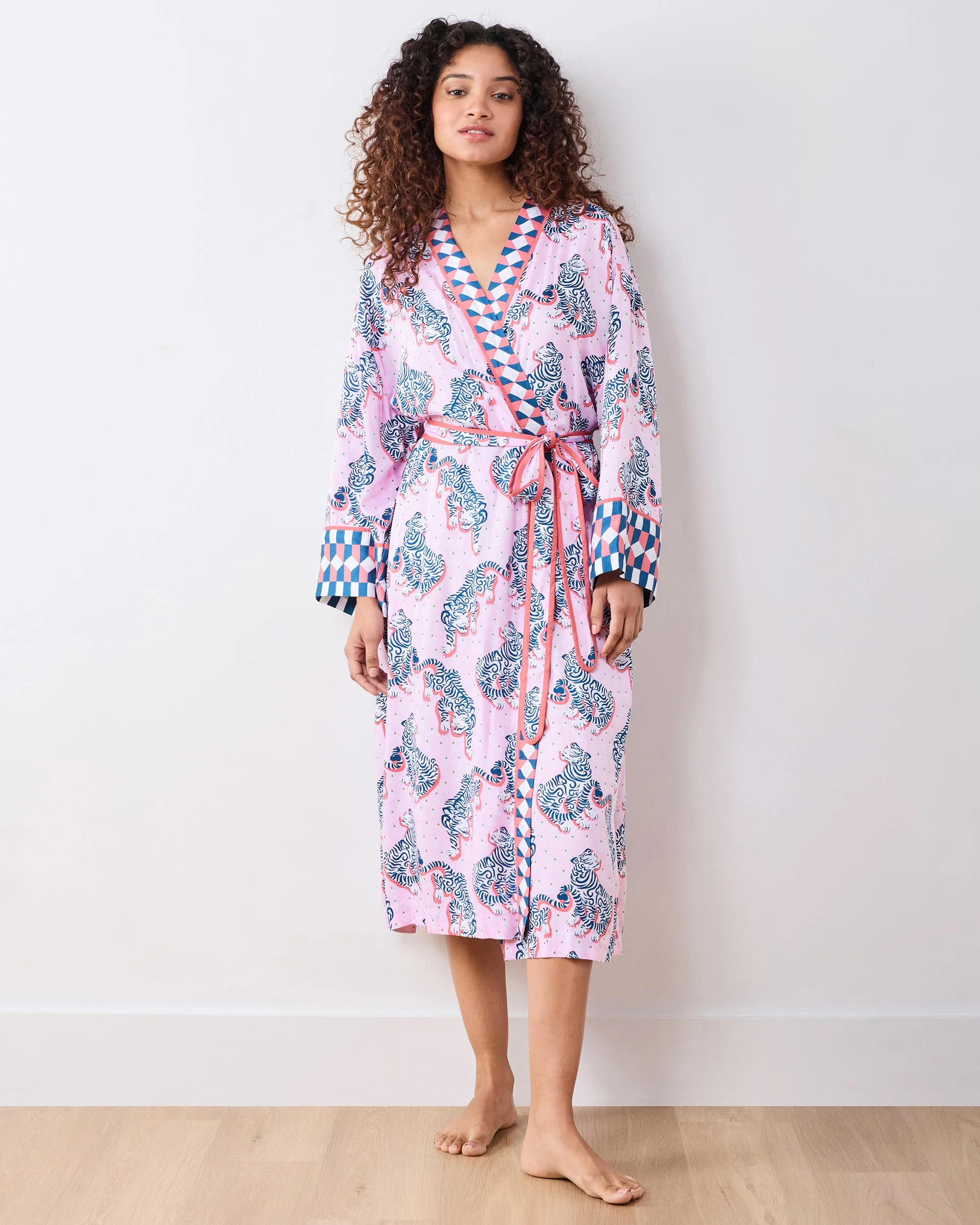 Tiger Queen - Eco Satin Robe - Blush & Bashful sold by Printfresh product image thumbnail 2
