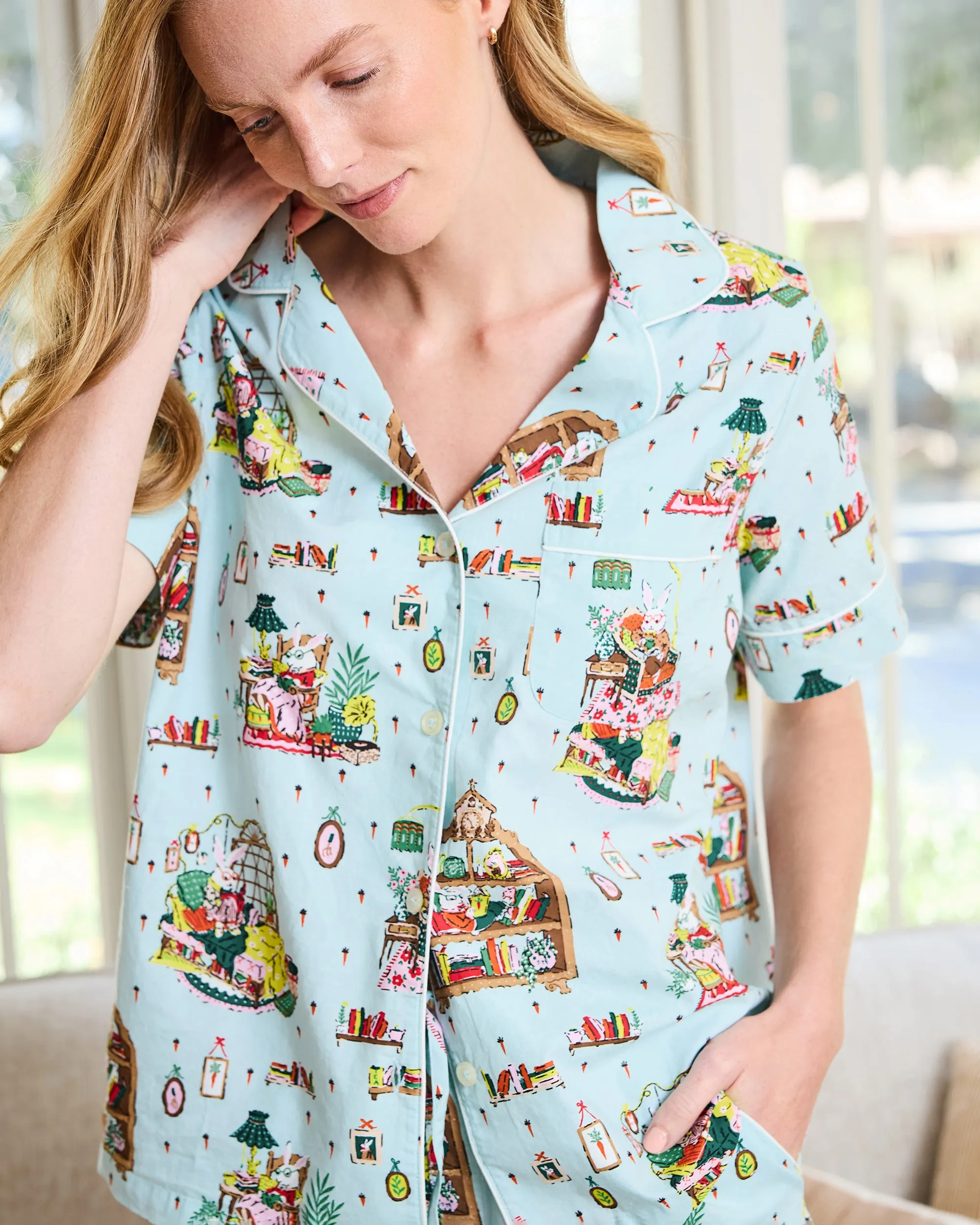 Reading Nook - Short PJ Set - Blue Burrow sold by Printfresh product image thumbnail 5